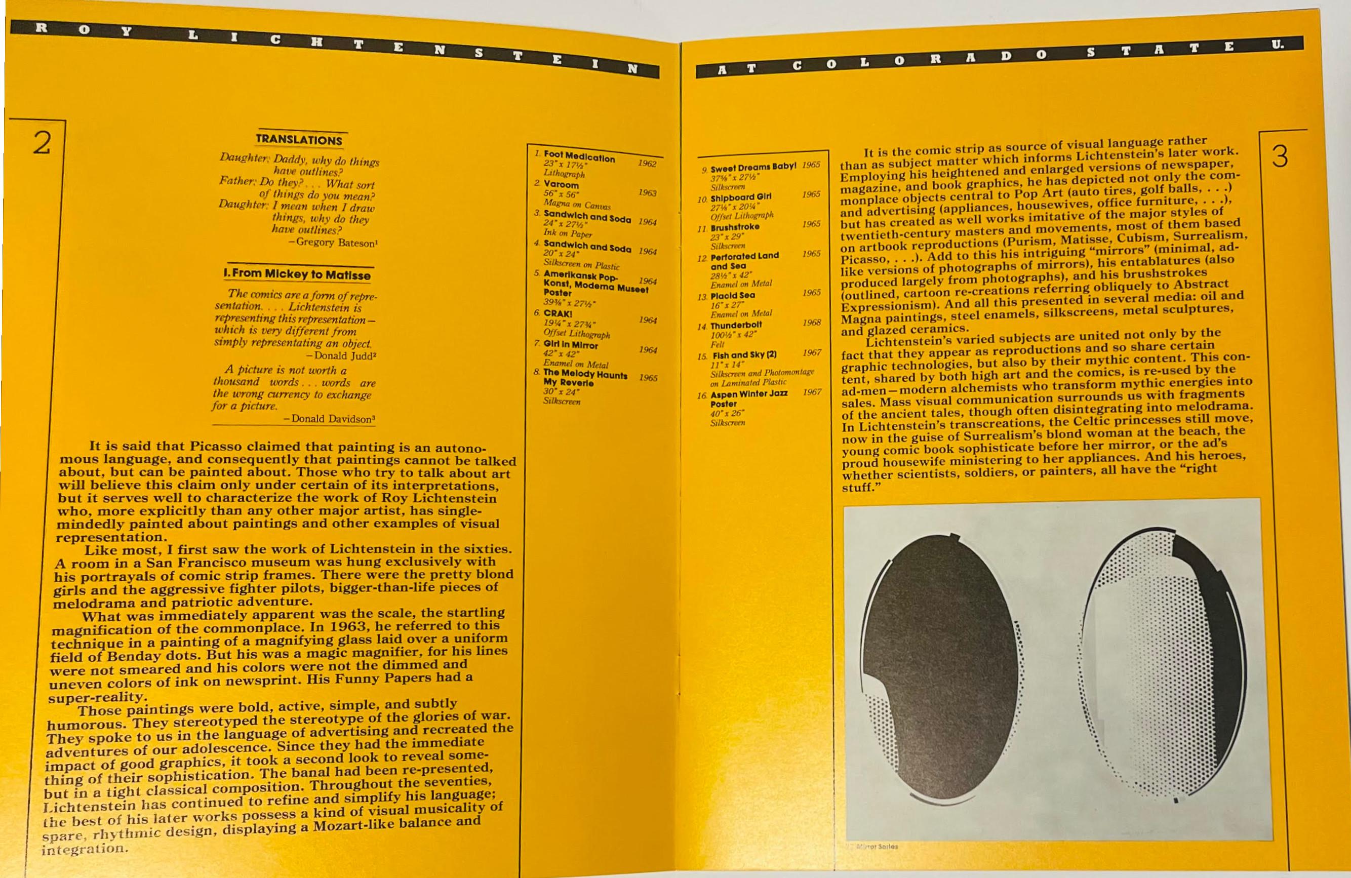 Roy Lichtenstein au CSU, catalogue d'exposition rarement vu en vente 7