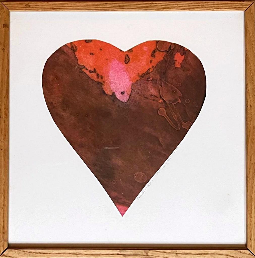 Unique heart carborundum etching and monotype (hand signed & inscribed) 