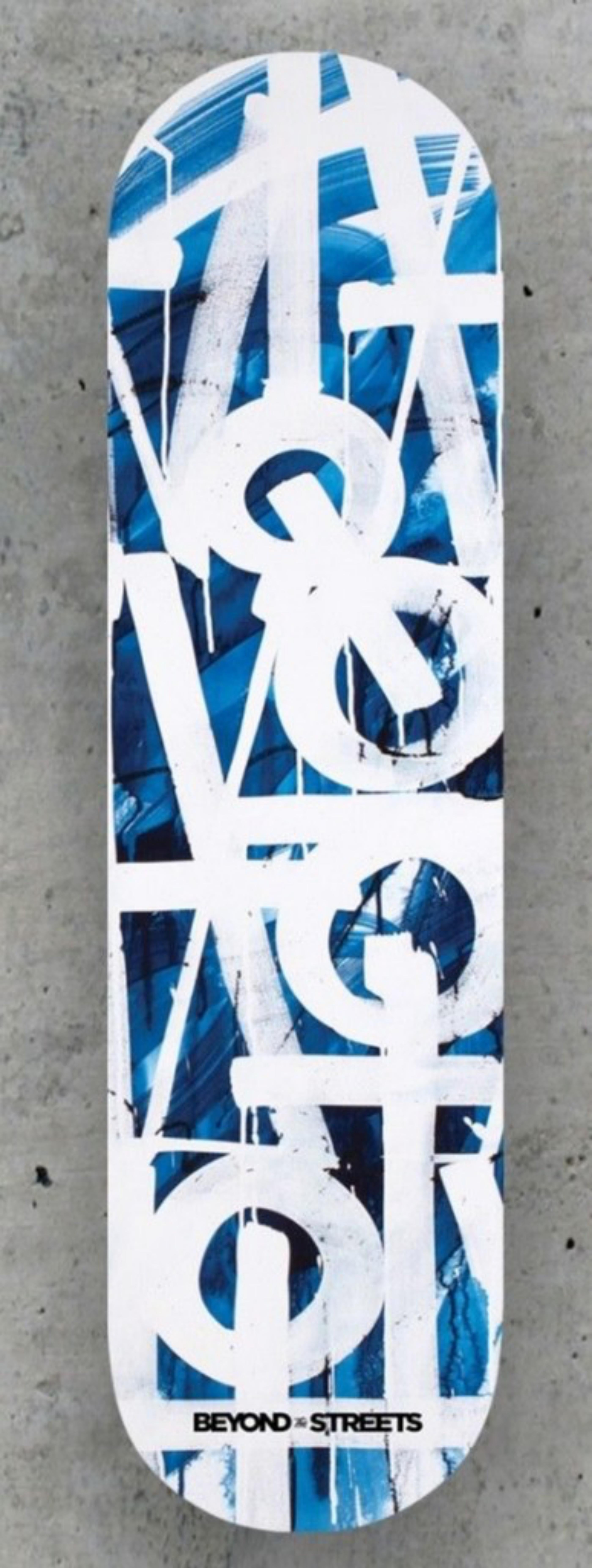 Skateboard Skate deck (Blue) with COA hand signed by RETNA - Lt. Ed. of only 100 For Sale 1