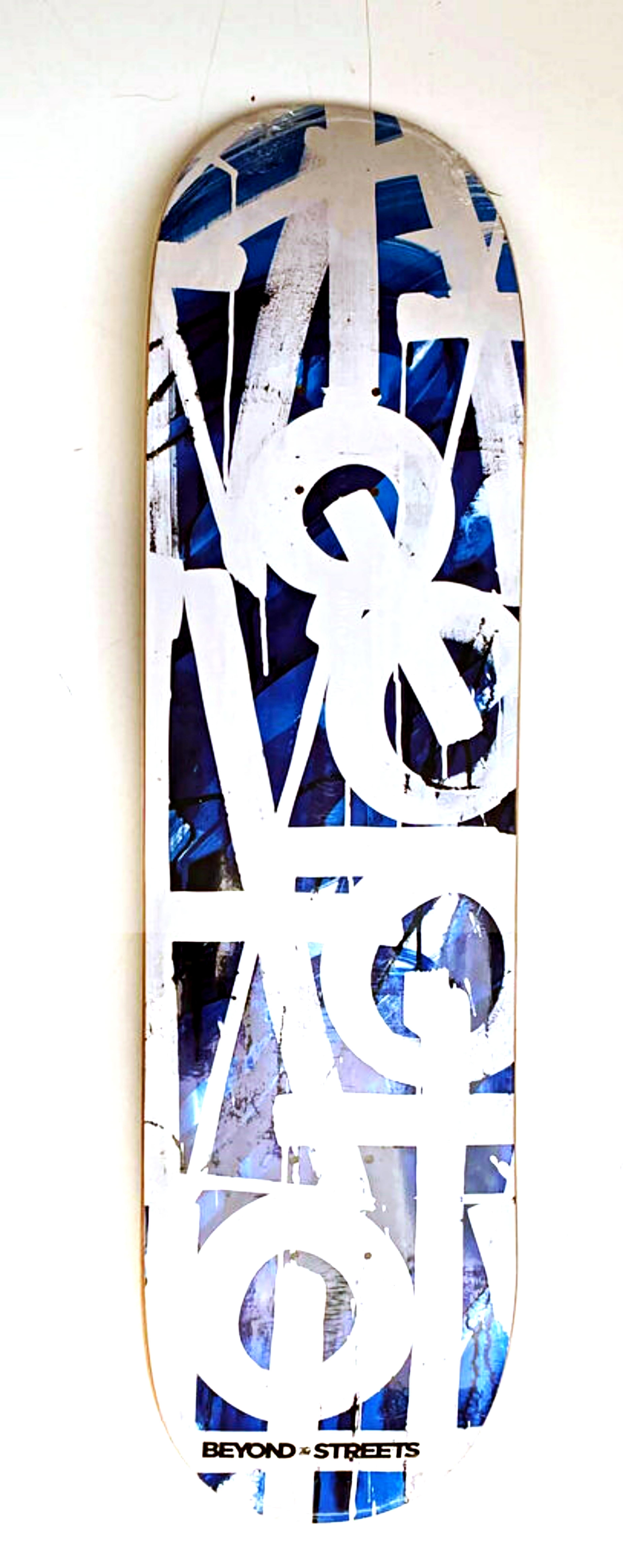 Skateboard Skate deck (Blue) with COA hand signed by RETNA - Lt. Ed. of only 100 For Sale 2
