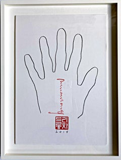 Untitled (Artist's Hand), unique signed drawing by celebrated British artist