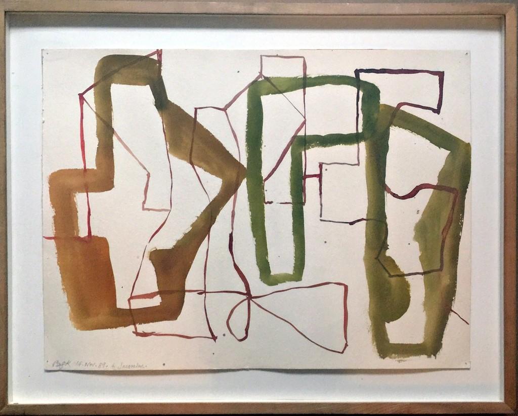 Untitled Geometric Abstraction - unique signed and inscribed work -framed - Painting by Paul Pagk