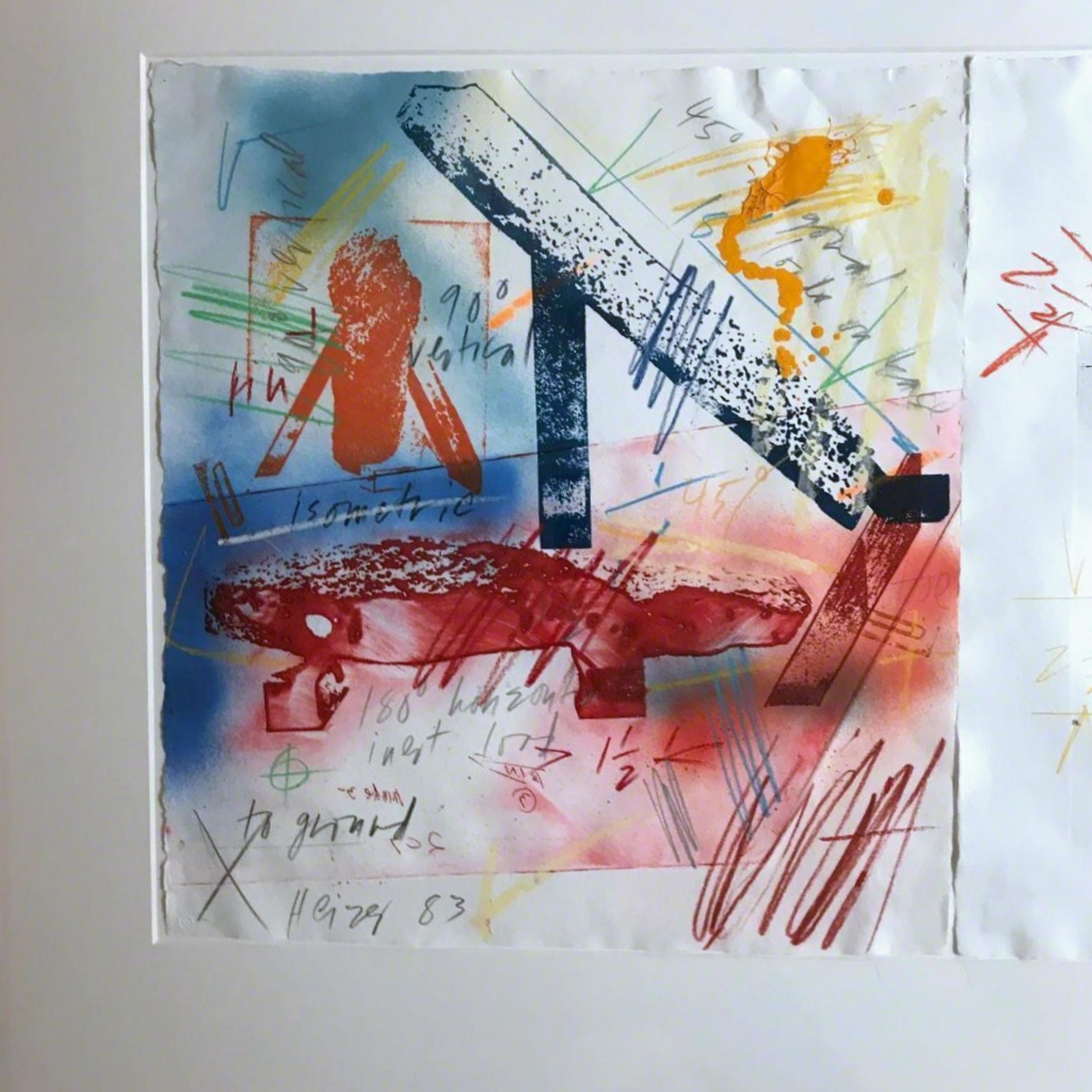 III-8  (composition monoimpression signée à la main sur deux feuilles individuelles)  - Art de Michael Heizer
