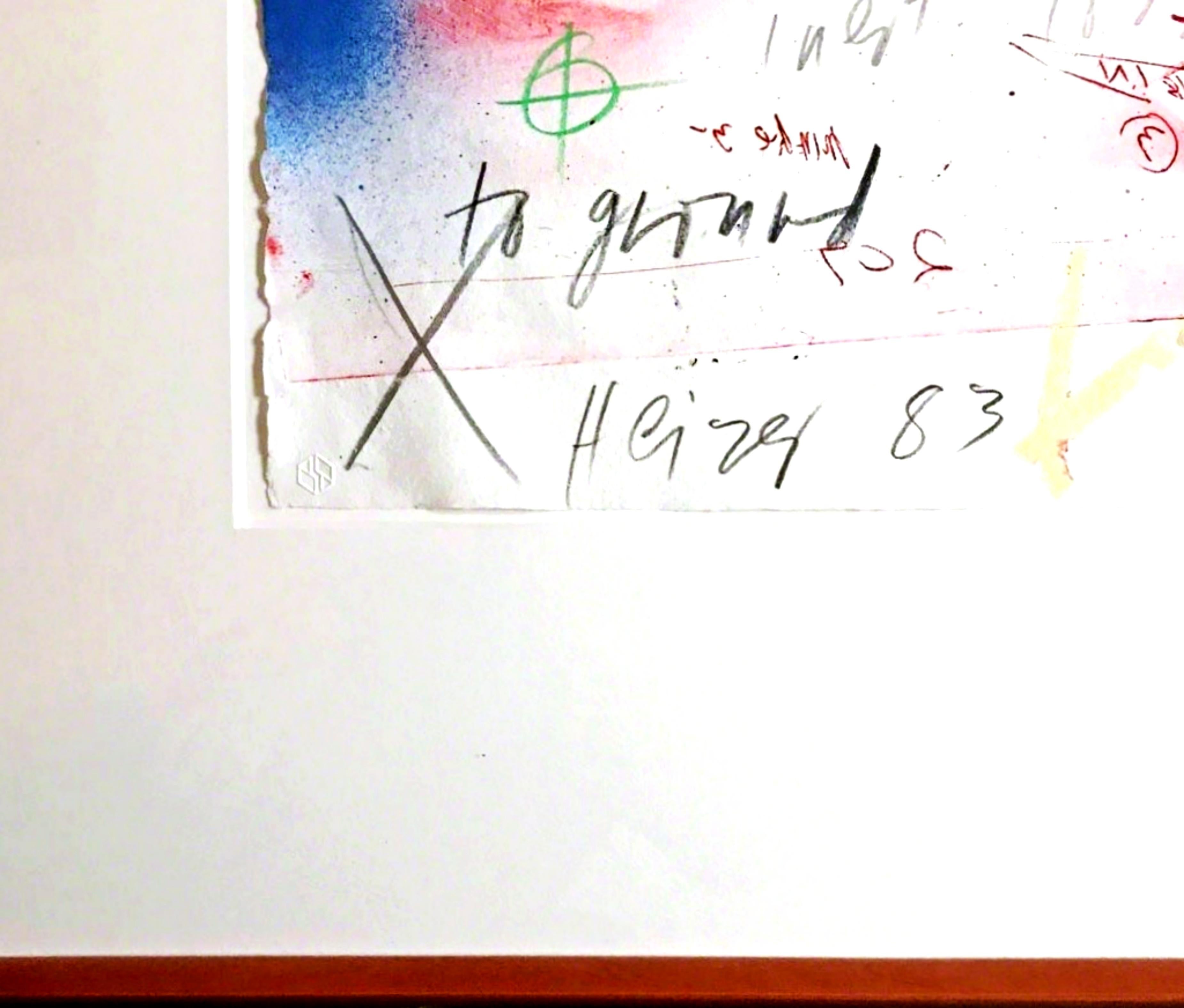 III-8  (composition monoimpression signée à la main sur deux feuilles individuelles)  - Expressionnisme abstrait Art par Michael Heizer