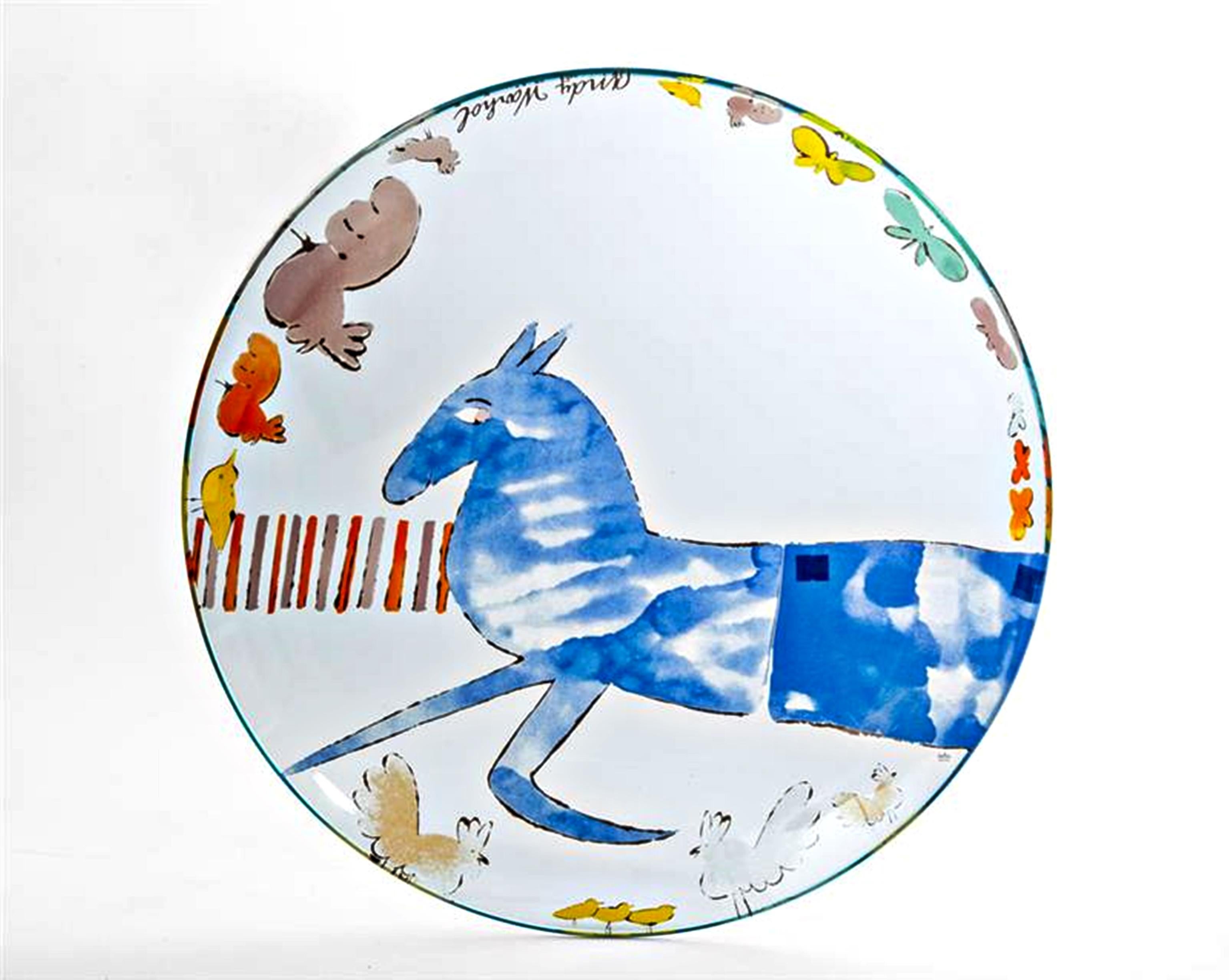 Rare Vintage Large Unicorn silkscreen on glass bowl, Rosenthal Inc.  For Sale 2