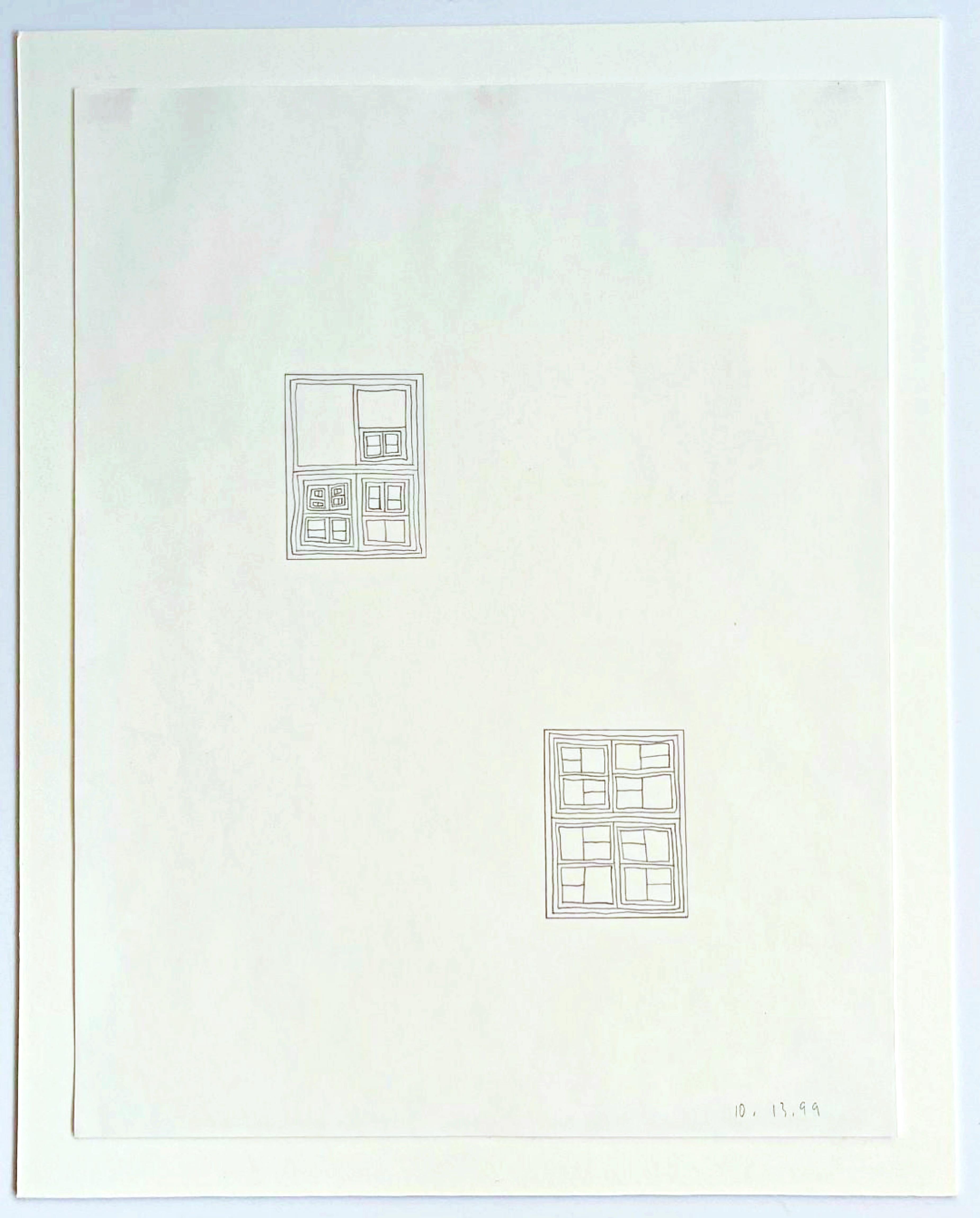 Abstract Drawing di James Siena - Disegno a unghia t senza titolo, astrazione geometrica unica firmata a mano e incorniciata