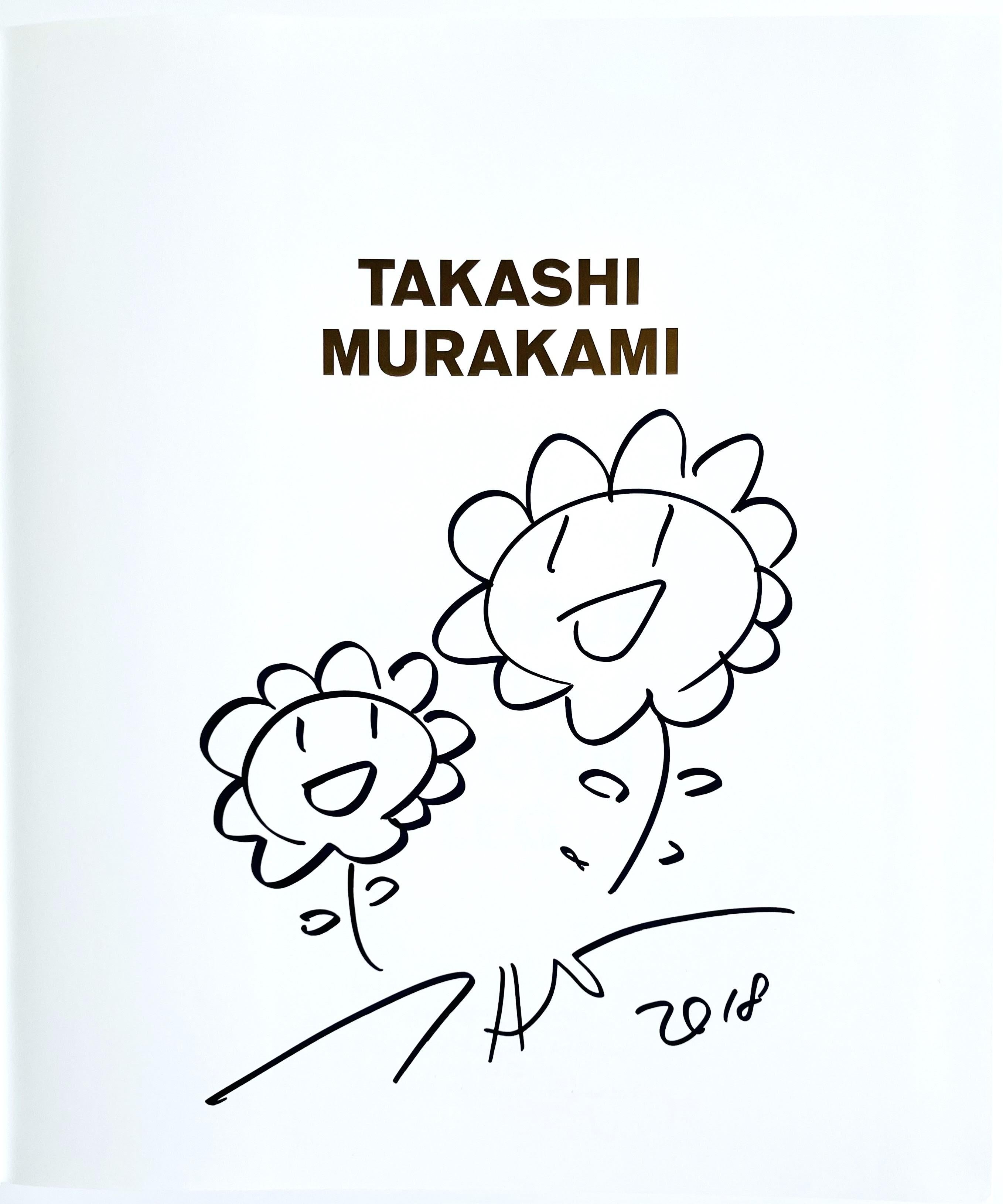 Takashi Murakami
Einzigartige Zeichnung (Zwei Blumen) für das Modern Art Museum, Ft. Worth, Texas, 2018
Originalzeichnung mit Marker, gebunden auf der Titelseite der gebundenen Monographie
Signiert von Murakami direkt unter der Zeichnung
11 × 9 1/2