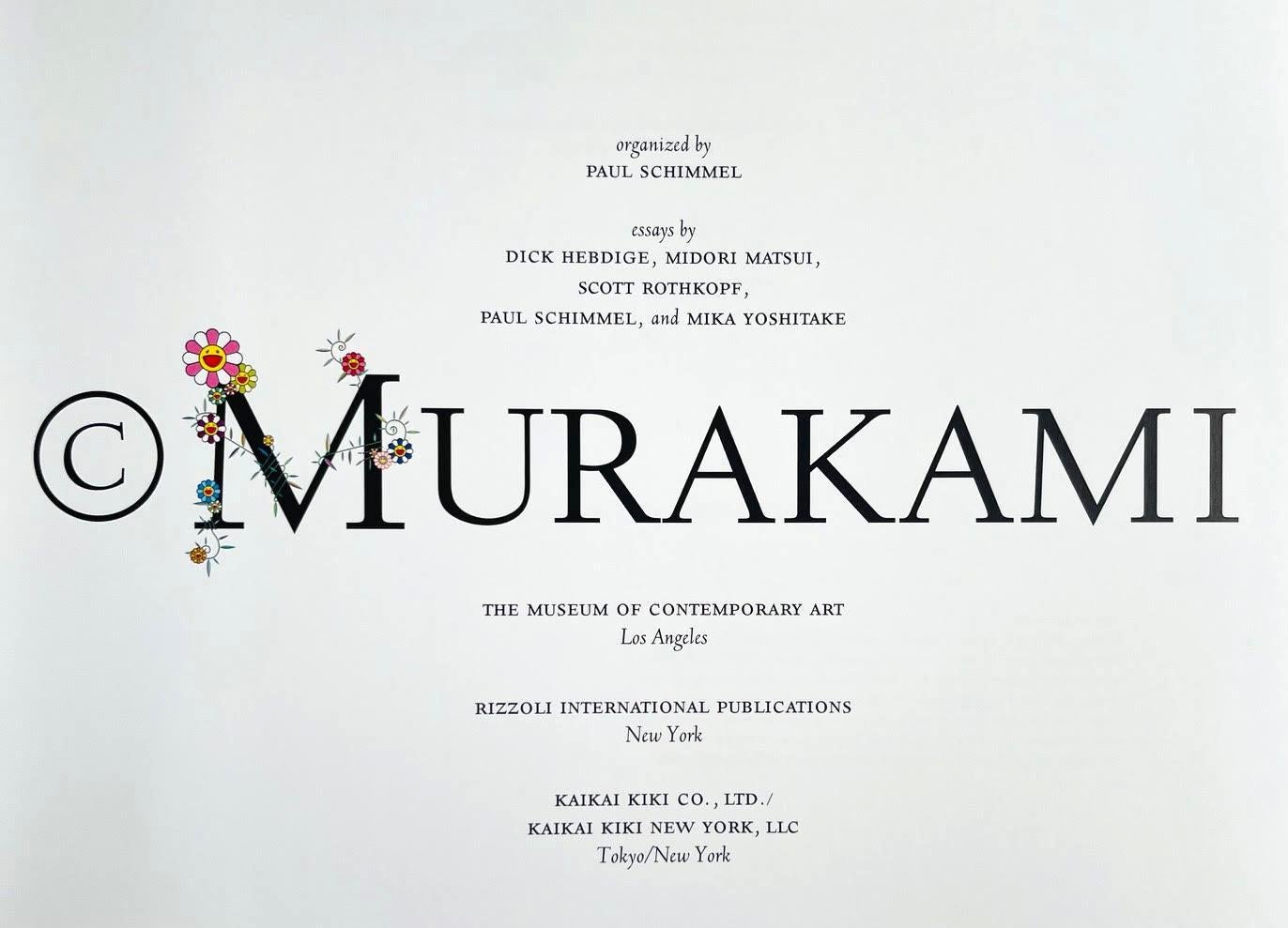 Takashi Murakami
Ohne Titel signierte Originalzeichnung von zwei Blumen mit Herzkritzelei, 2021
Original Marker-Zeichnung auf der Titelseite, gebunden in einer gebundenen Monographie mit violettem Karton und Schutzumschlag (handsigniert und auf