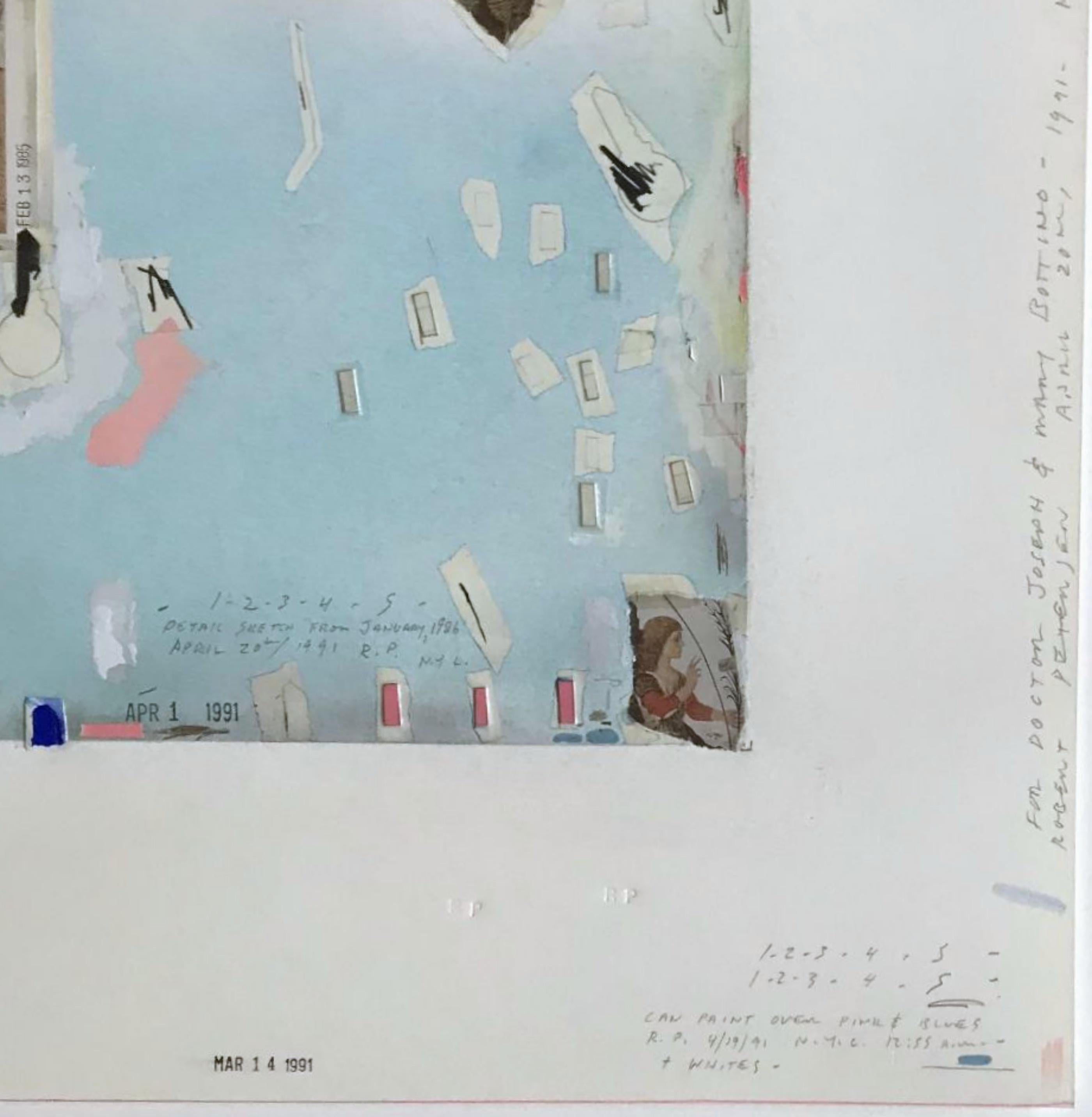 Detail Skizze vom Januar 1986, Reine Pigmentcollage, Acrylmalerei; Signiert – Art von Robert Petersen