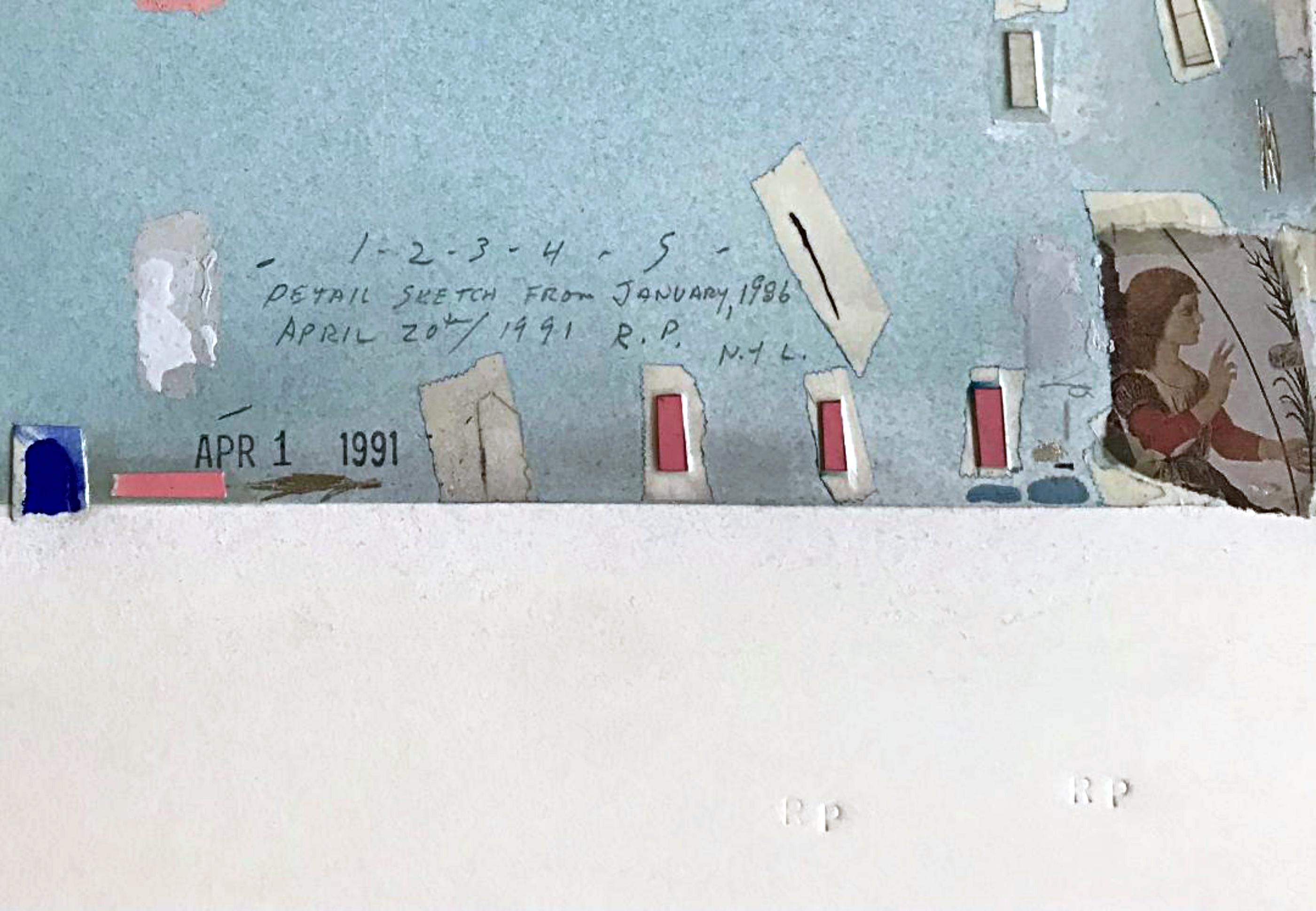 Detail Sketch from January 1986, Pure pigment collage, acrylic painting; Signed For Sale 1