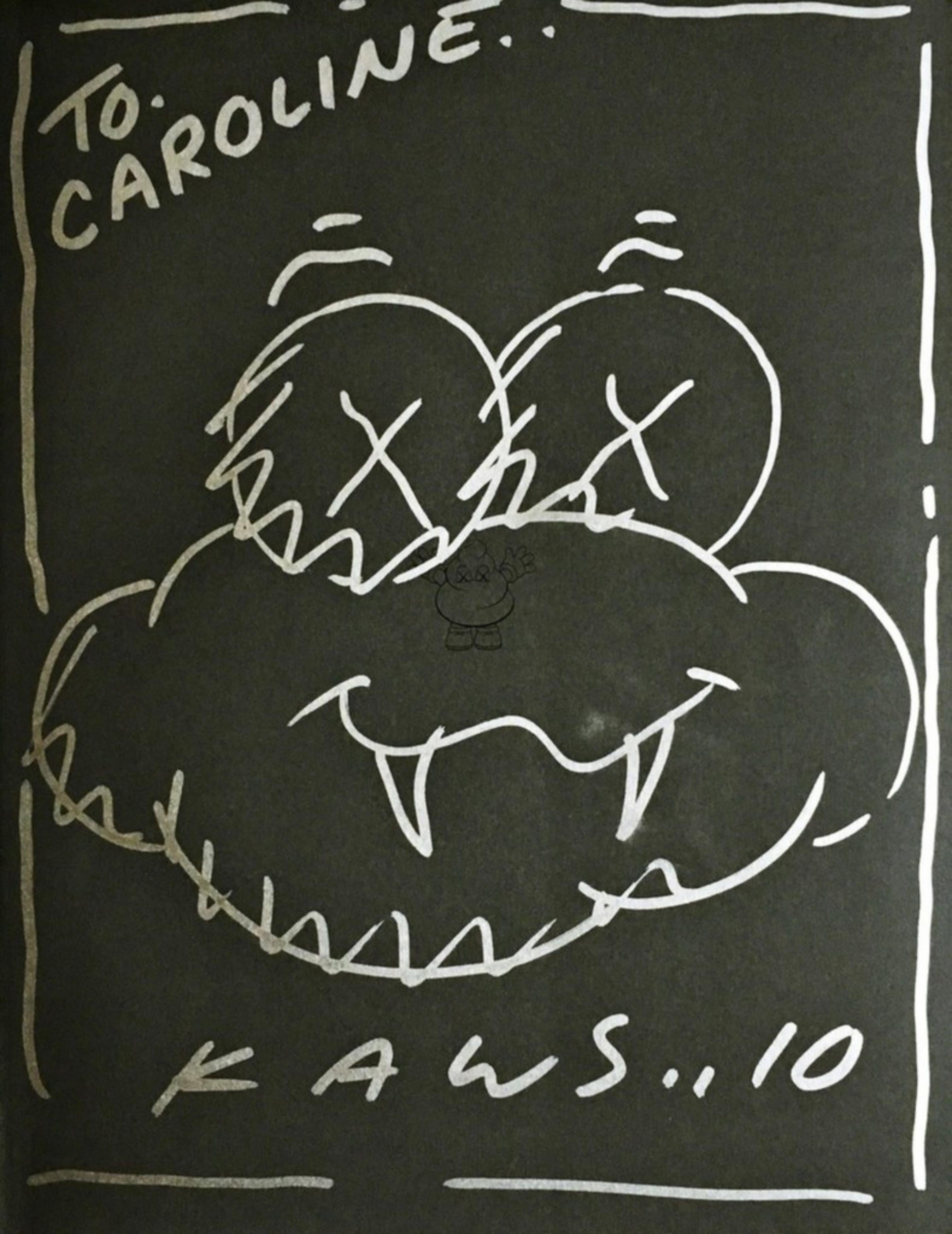 KAWS Figurative Art - Unique Cloud Drawing, hand signed, dated and inscribed to Caroline, in monograph