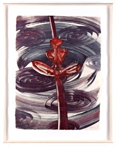 Jamie Nares, Monotipo floral original (único, firmado a mano) Enmarcado, descesión