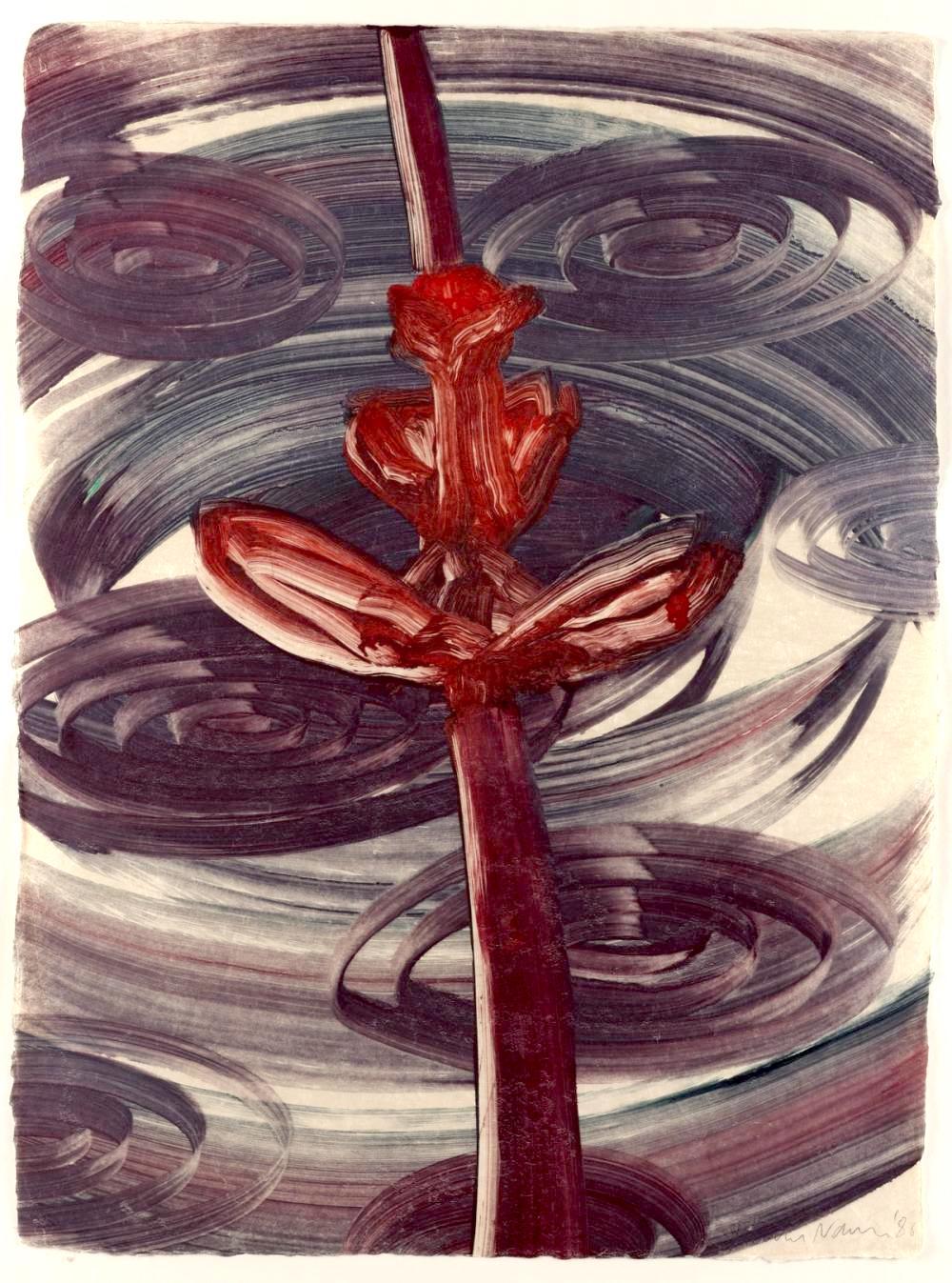 Jamie Nares, Original Blumen monotypie (unique, handsigniert) Gerahmt, Nichtzugänglichkeit – Art von James Nares