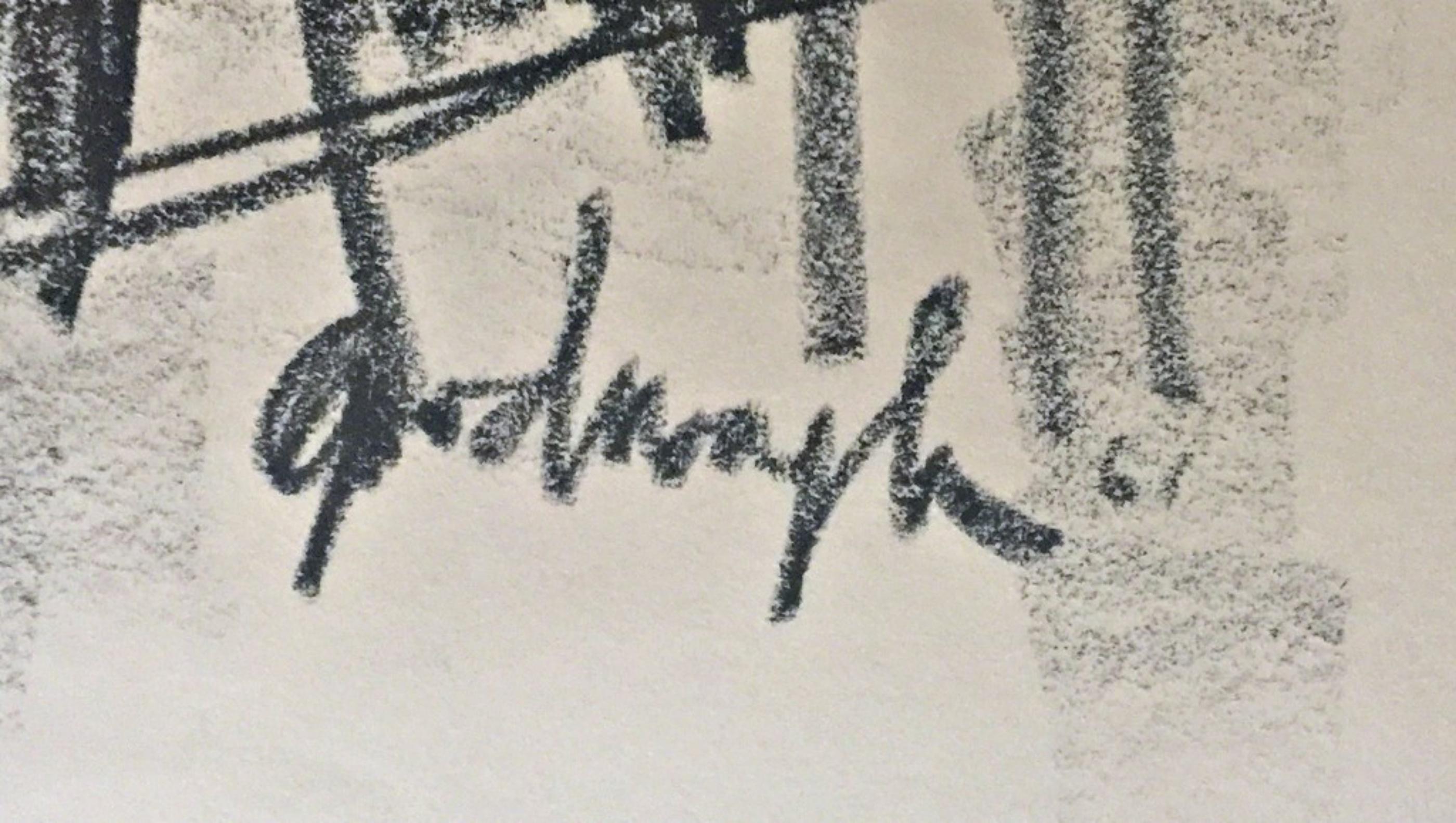 Robert Goodnough, Ragazza seduta, disegno originale a carboncino firmato a mano in vendita 1