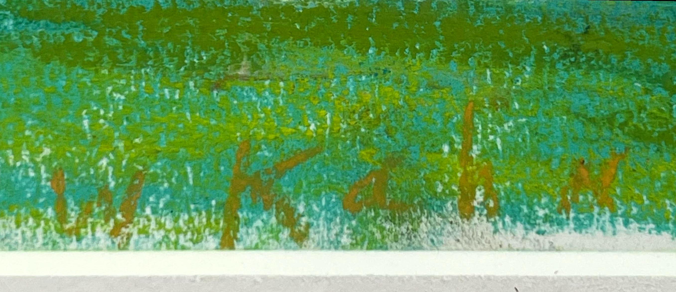 Blau-Grün (Blau-Grün) einzigartiges Pastellgemälde handsigniert, authentifiziert, gerahmt (Farbfeldmalerei), Art, von Wolf Kahn