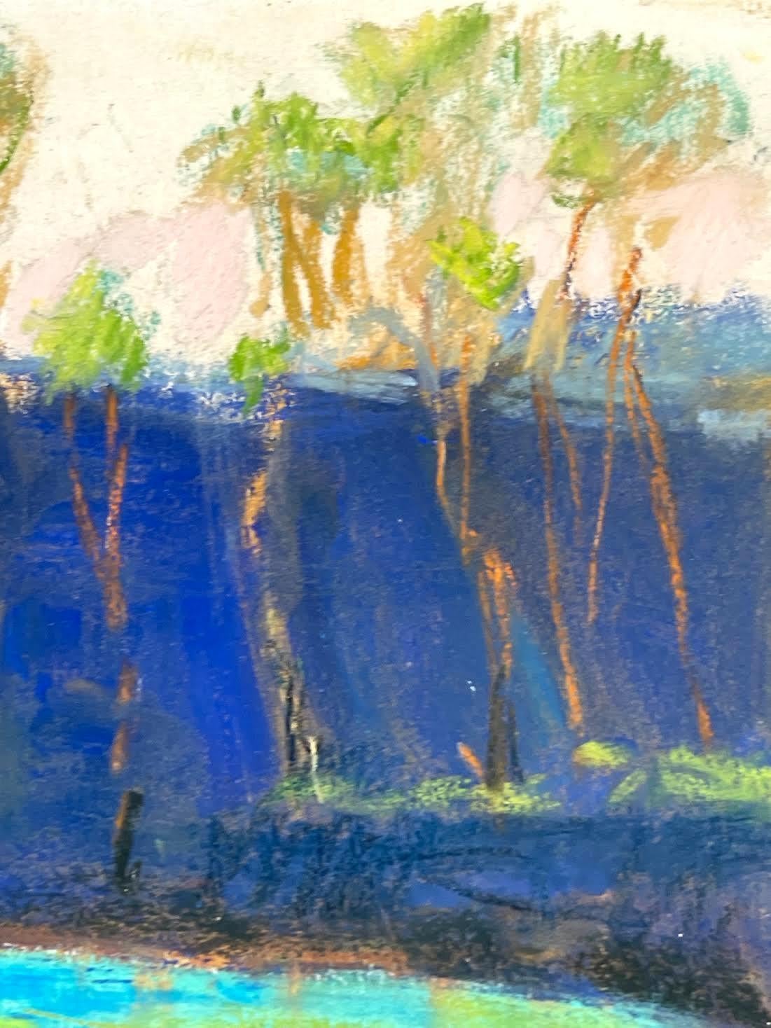 Blau-Grün (Blau-Grün) einzigartiges Pastellgemälde handsigniert, authentifiziert, gerahmt 2