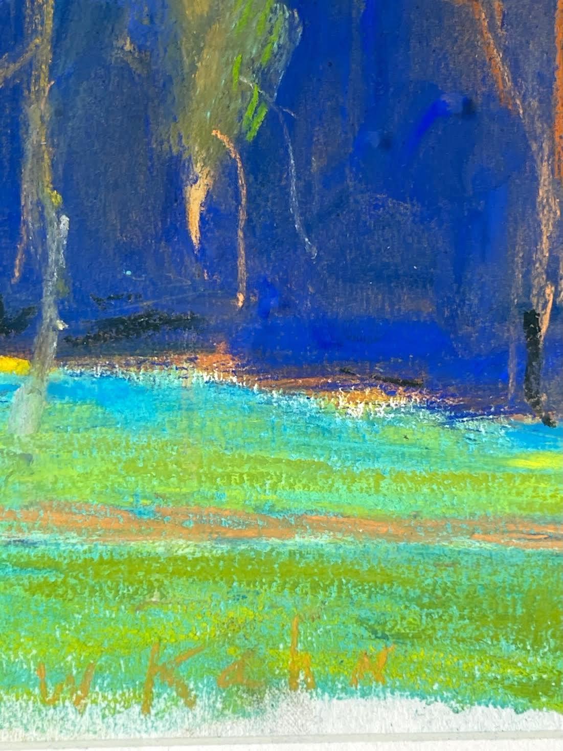 Blau-Grün (Blau-Grün) einzigartiges Pastellgemälde handsigniert, authentifiziert, gerahmt 3