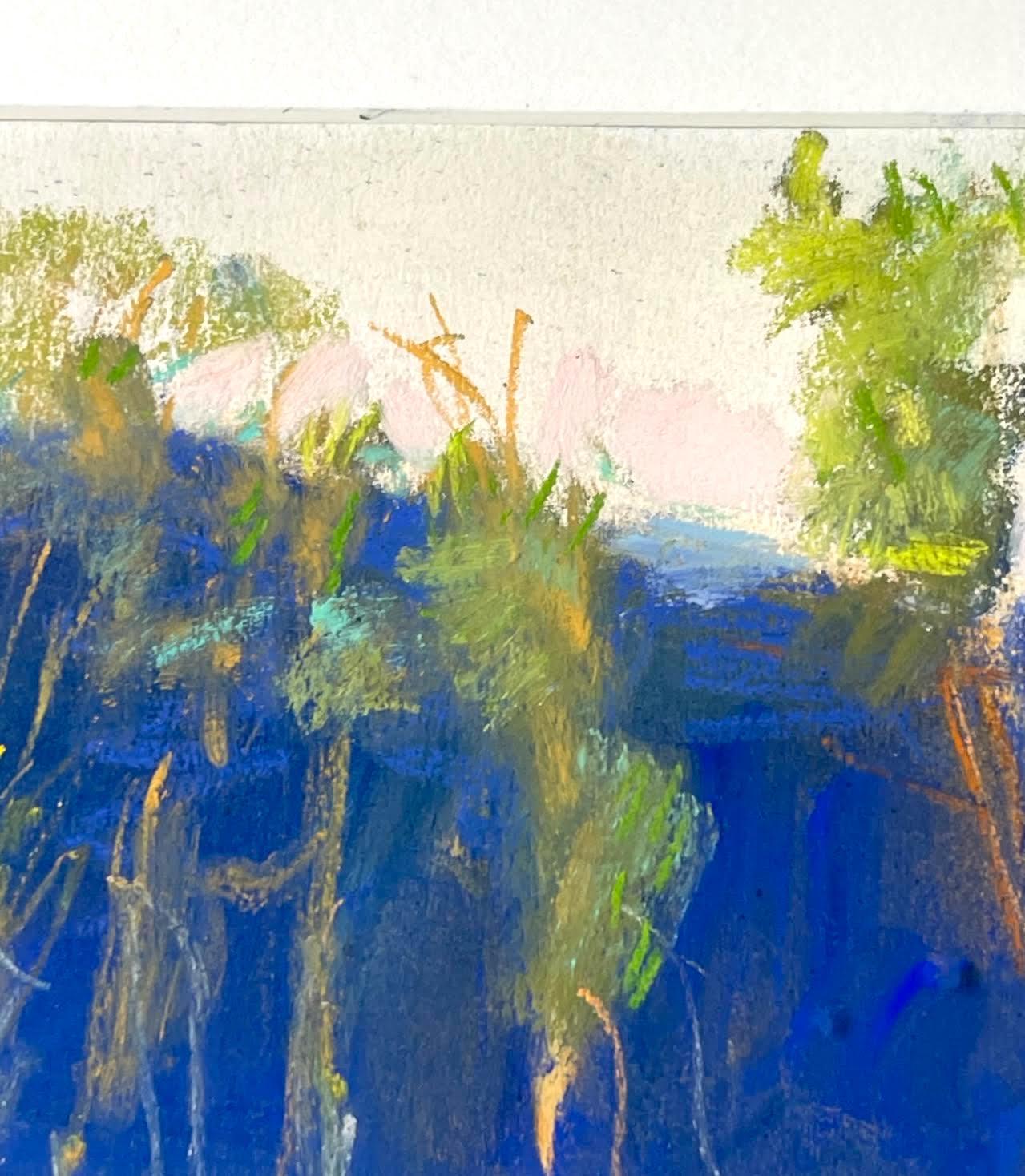 Blau-Grün (Blau-Grün) einzigartiges Pastellgemälde handsigniert, authentifiziert, gerahmt 4
