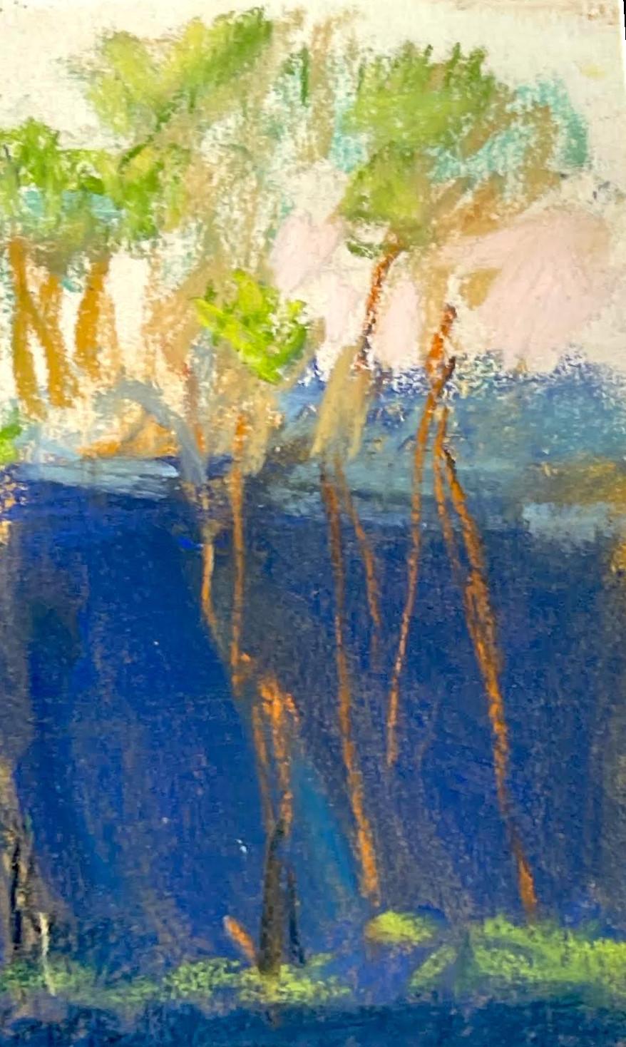 Blau-Grün (Blau-Grün) einzigartiges Pastellgemälde handsigniert, authentifiziert, gerahmt 5