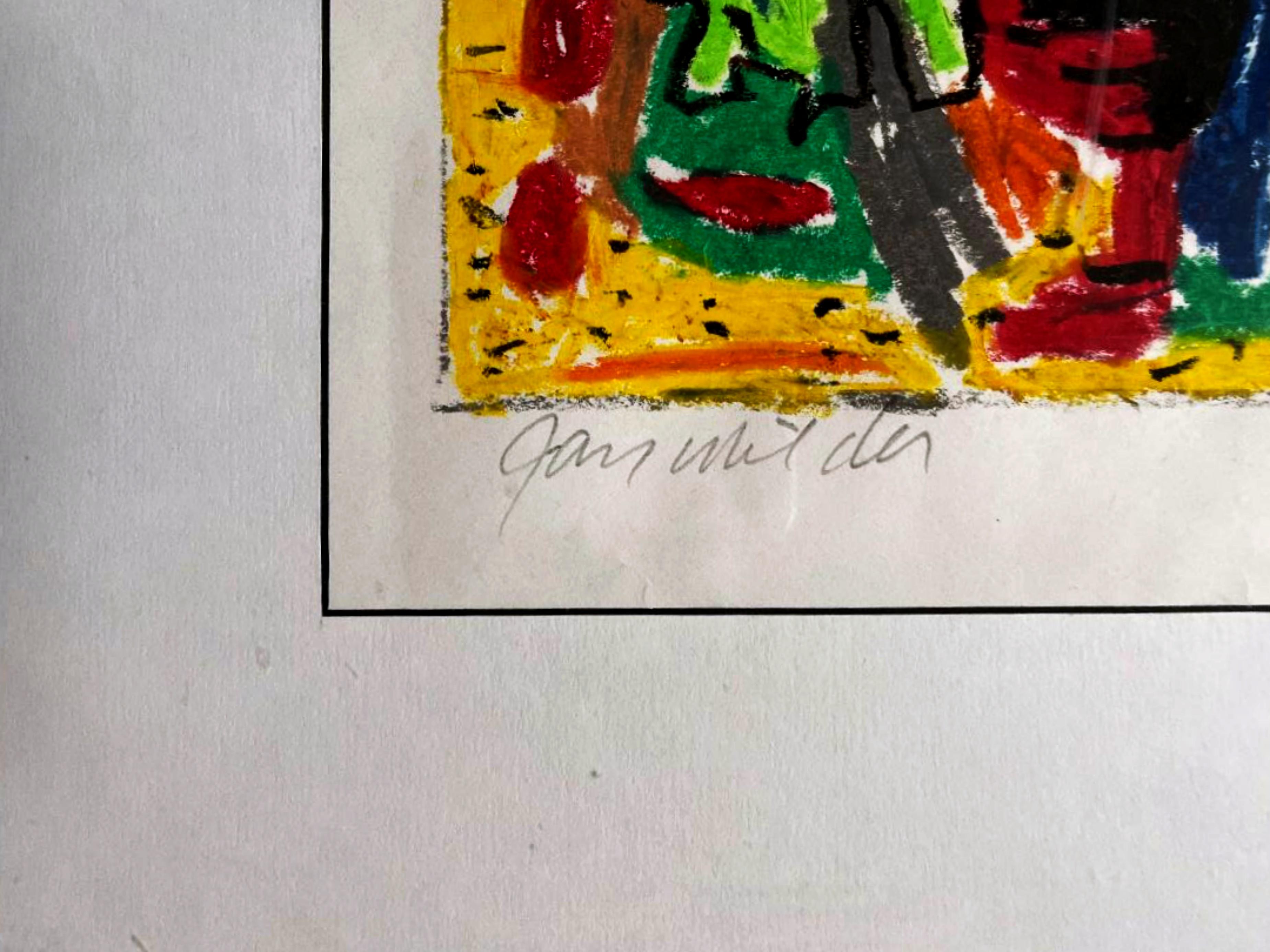 Abstrakt-expressionistisches signiertes Gemälde Kabbalah, inspiriert von Hans Hofmann protege (Beige), Abstract Drawing, von Jay Milder