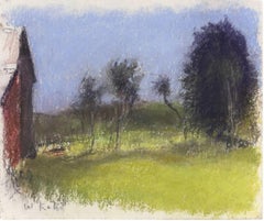 The Red Barn (New Hampshire Sugar House) Original signiertes Pastellgemälde, gerahmt