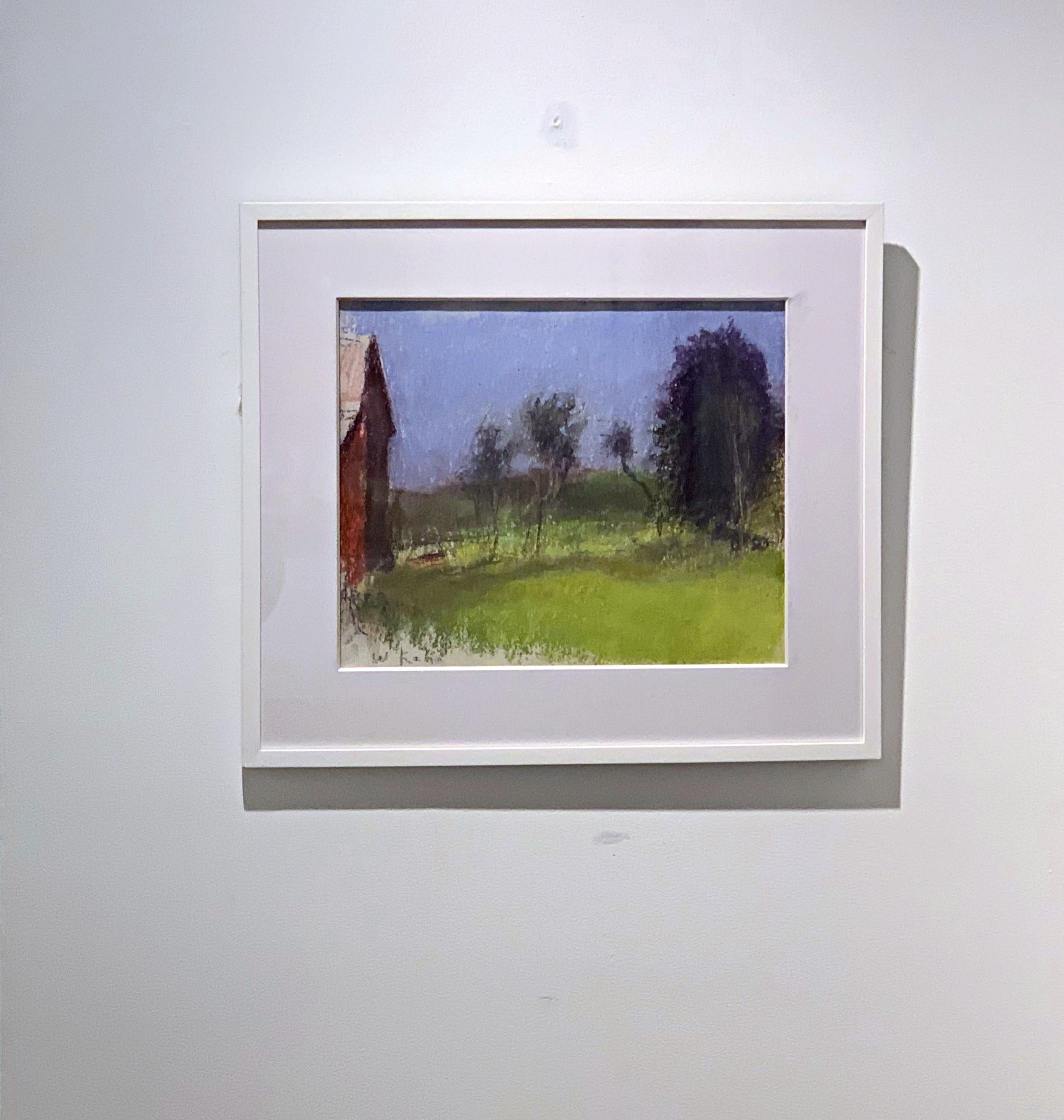 The Red Barn (New Hampshire Sugar House) Original signiertes Pastellgemälde, gerahmt (Farbfeldmalerei), Art, von Wolf Kahn