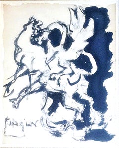 Studio per Toro e Condor, unico Inchiostro su gouache firmato, collezione Segy, incorniciato