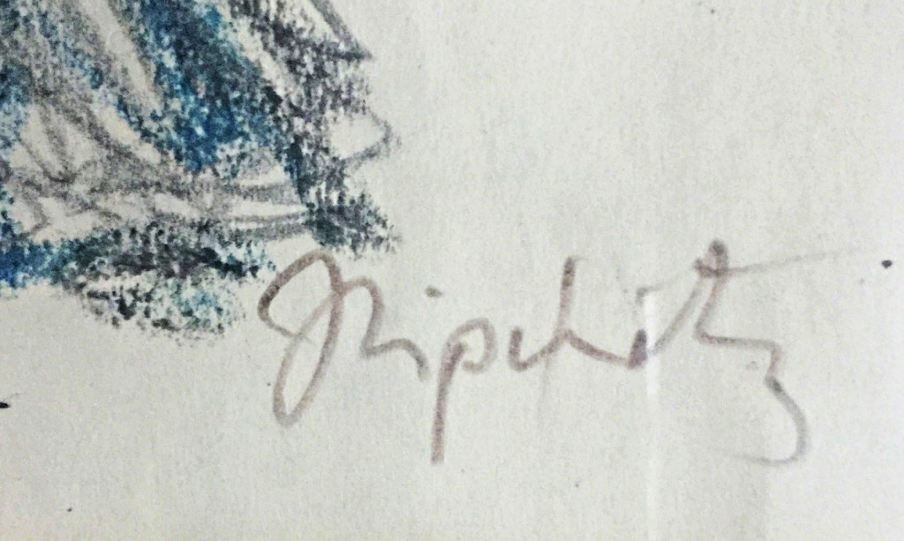 JACQUES LIPCHITZ
Studio per una lezione da un disastro, 1952 ca.
Pastello nero e blu su carta
Firmato a matita in grafite in basso a destra sul fronte
Un'opera d'arte unica nel suo genere
Incorniciato: custodito nella cornice originale