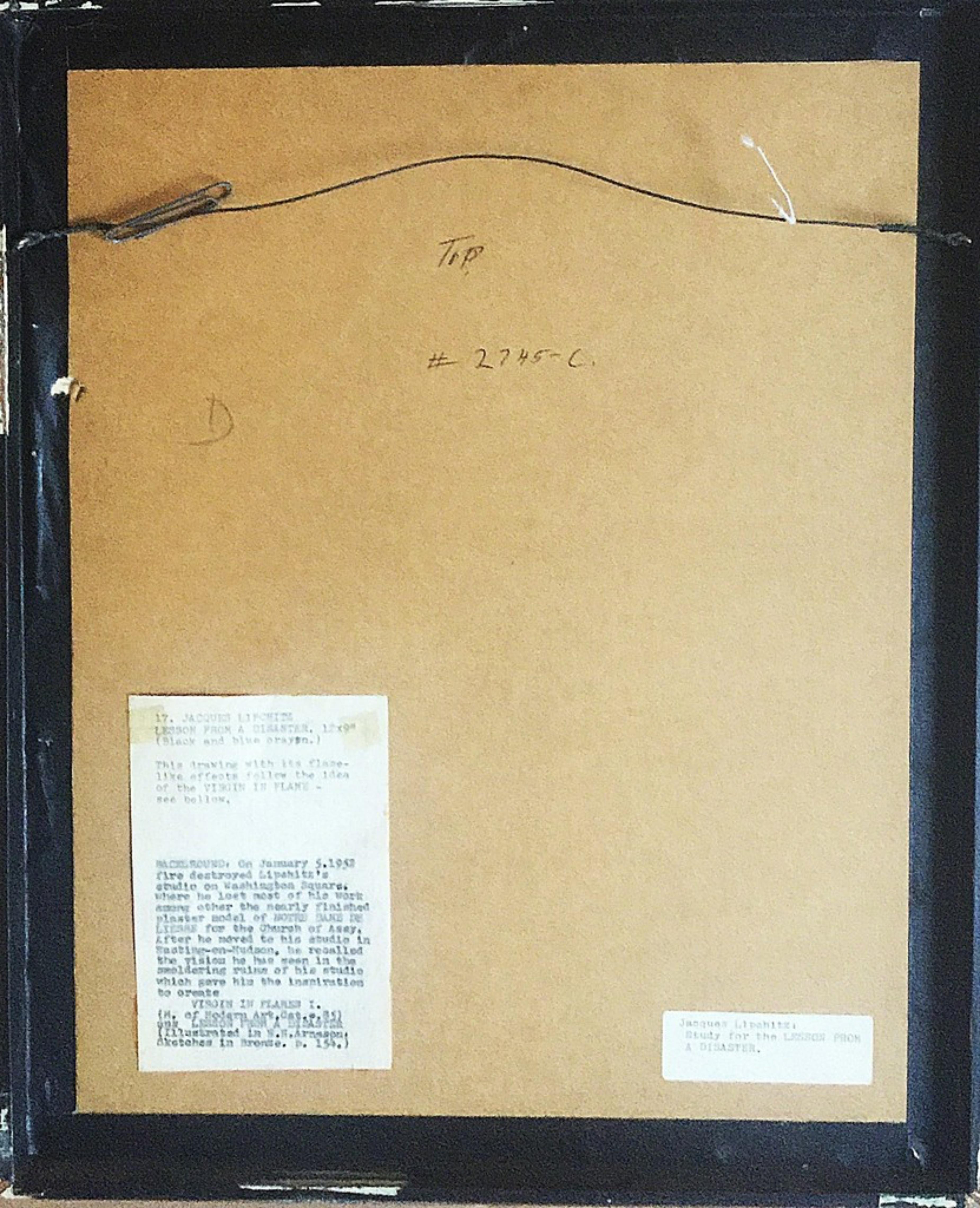 Studio per una lezione da un disastro, disegno unico e firmato del miglior scultore modernista 3