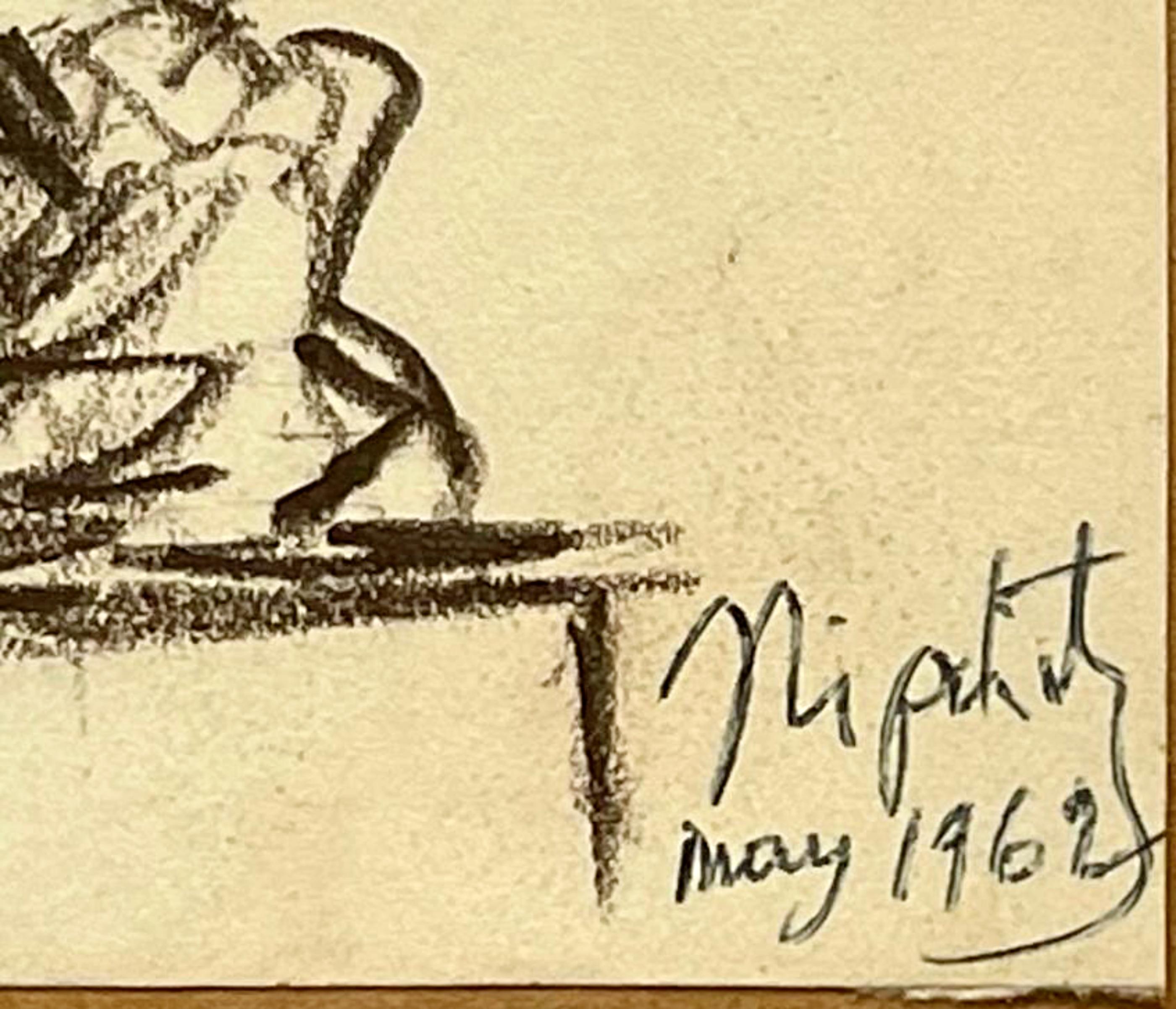 Étude sculpturale, dessin au fusain moderniste signé à la main Estate of Ladislas Segy - Art de Jacques Lipchitz