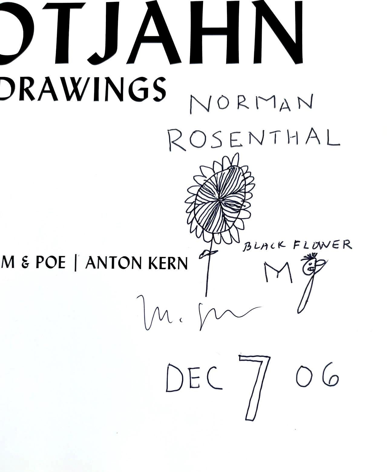 Signierte Blumenzeichnung in Monographie, zugeschrieben dem Kunsthistoriker Norman Rosenthal (Zeitgenössisch), Art, von Mark Grotjahn 