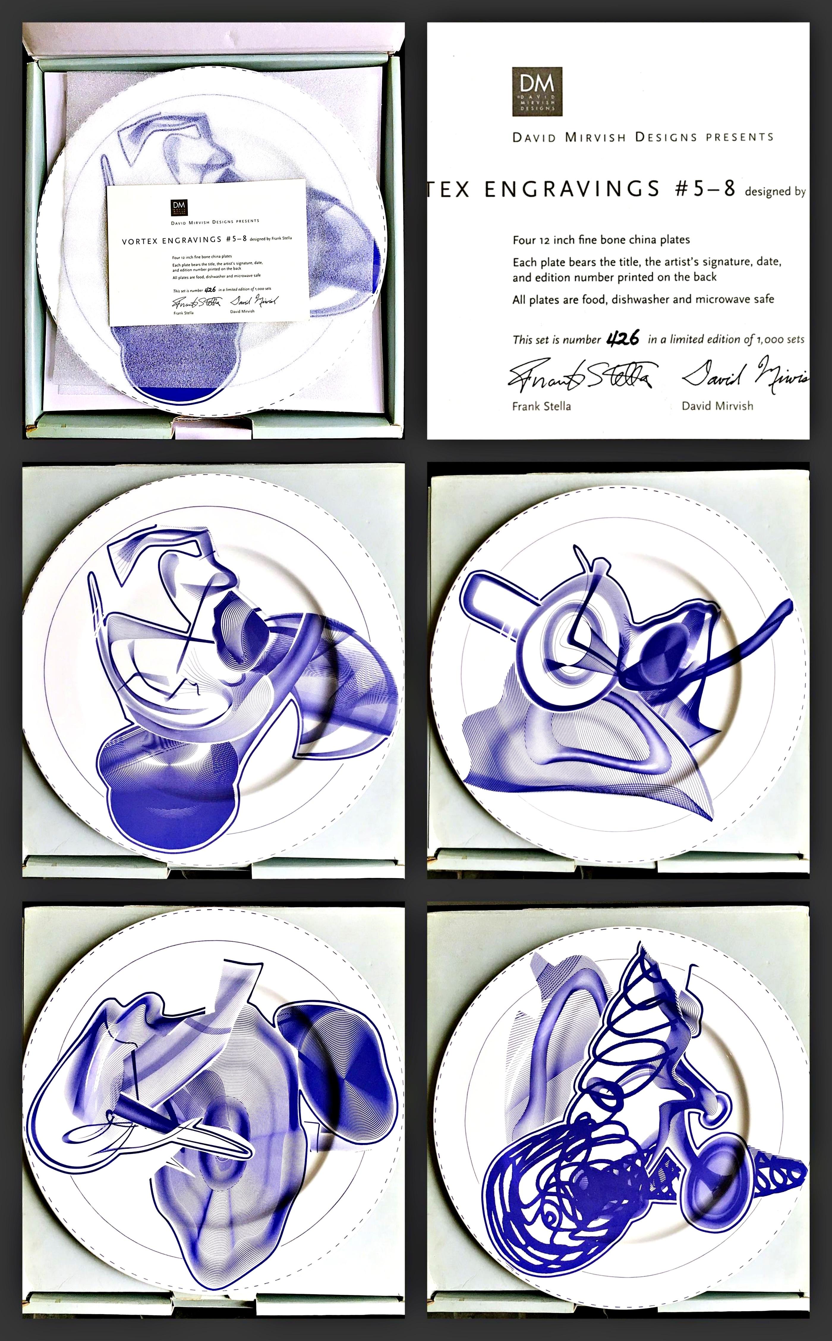 Grabados Vortex: 4 Láminas de edición limitada en caja (COA firmado por Frank Stella)