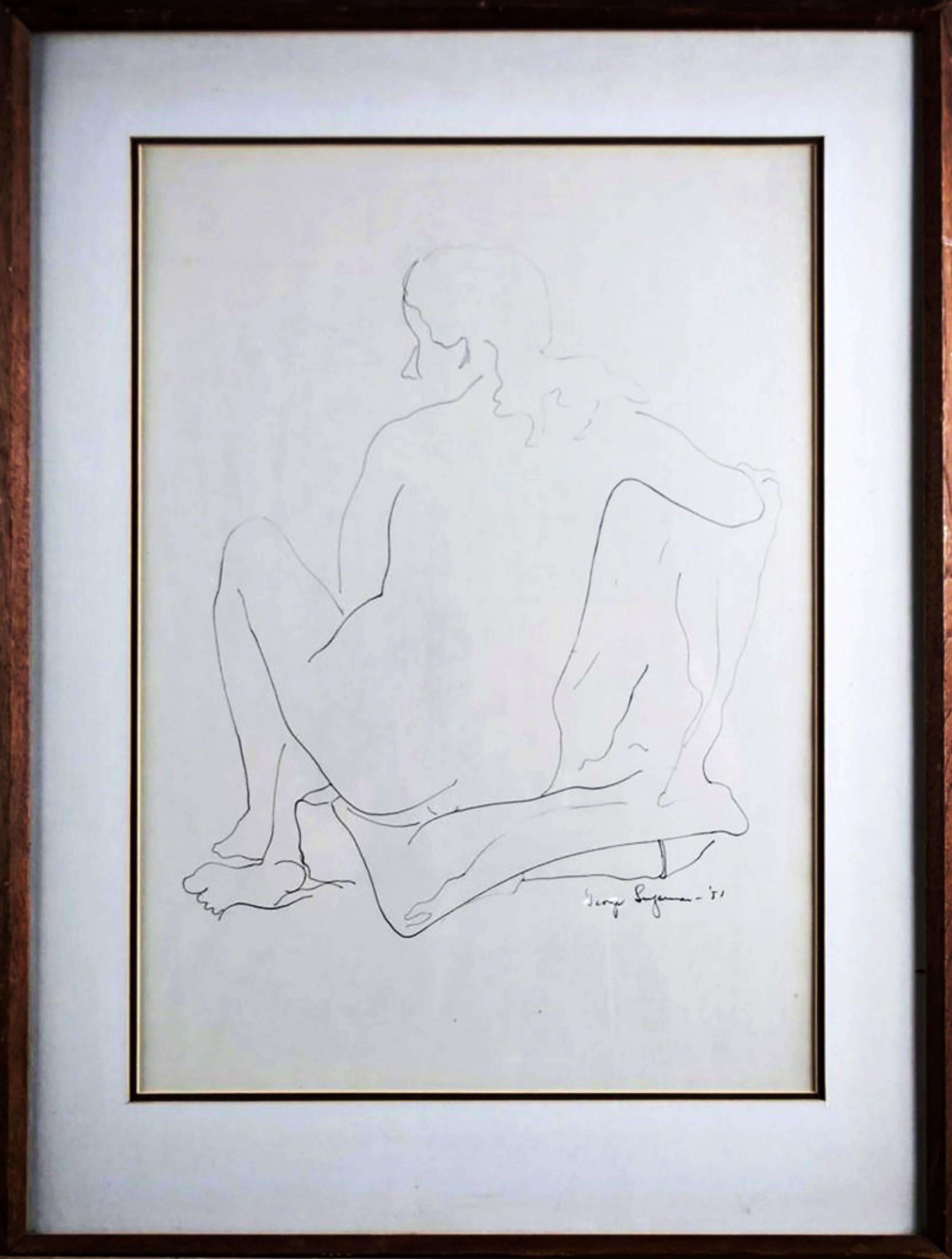 George Sugarman Nude – Original Aktzeichnung des bekannten Bildhauers aus der Mitte des Jahrhunderts, signiert Selten!