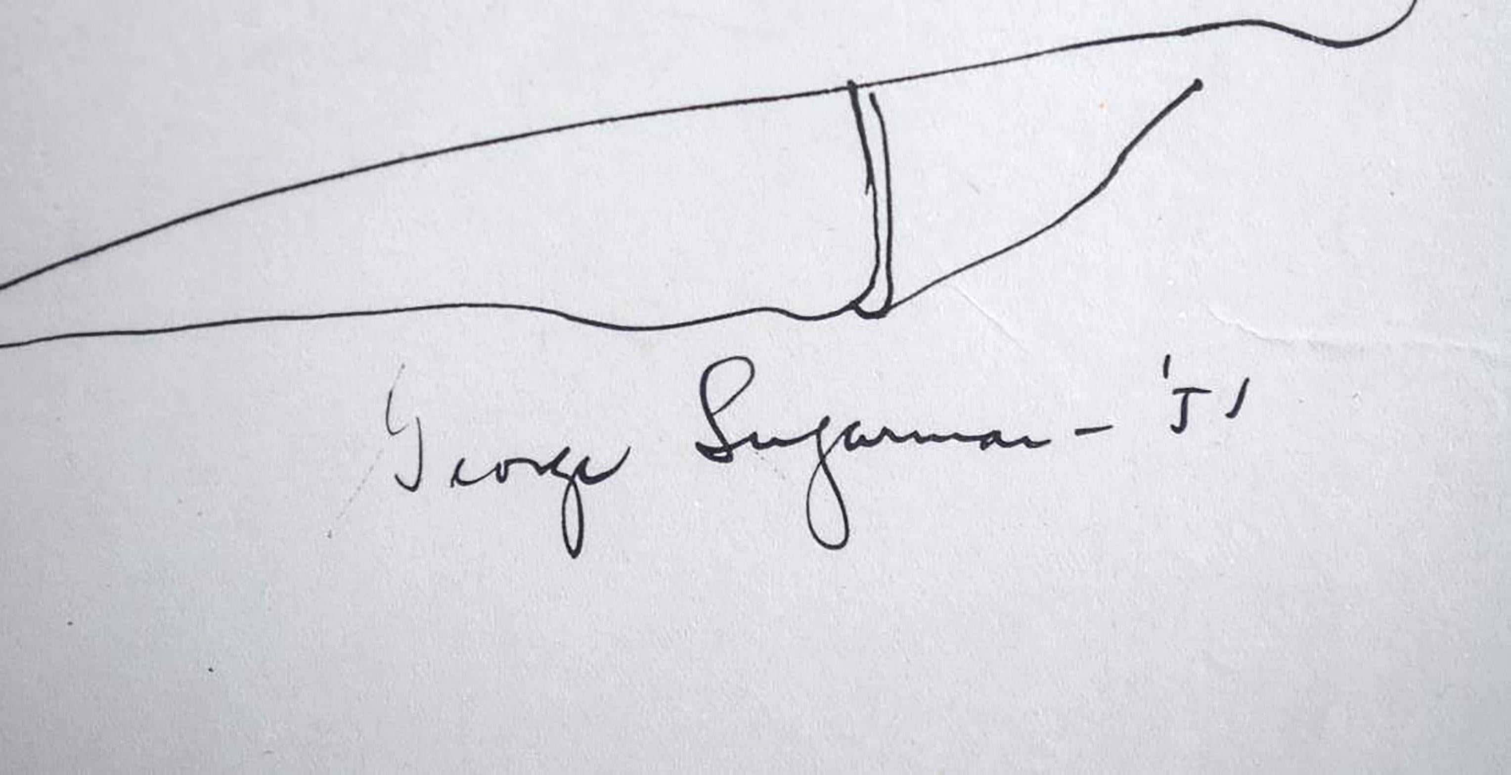 Original Aktzeichnung des bekannten Bildhauers aus der Mitte des Jahrhunderts, signiert Selten! – Art von George Sugarman