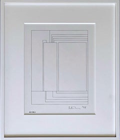 Peter Halley, dessin original à l'encre et au graphite signé et daté, unique encadré