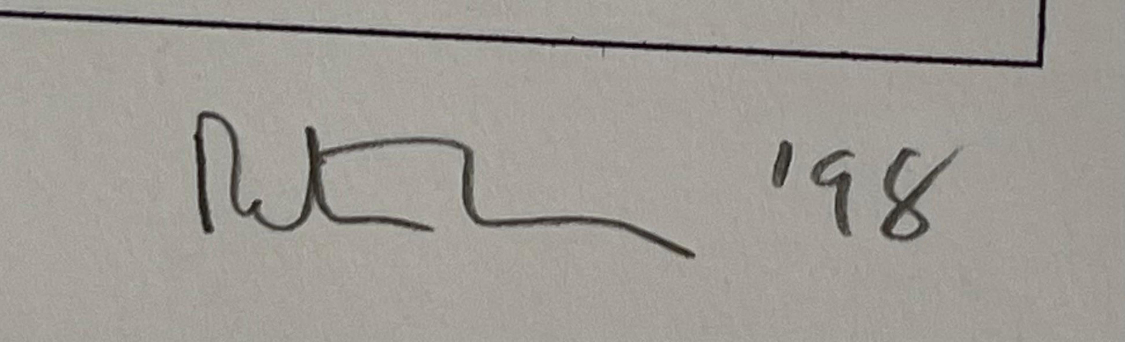 Peter Halley, Dibujo original en tinta y grafito, firmado y fechado a mano; único Enmarcado en venta 1