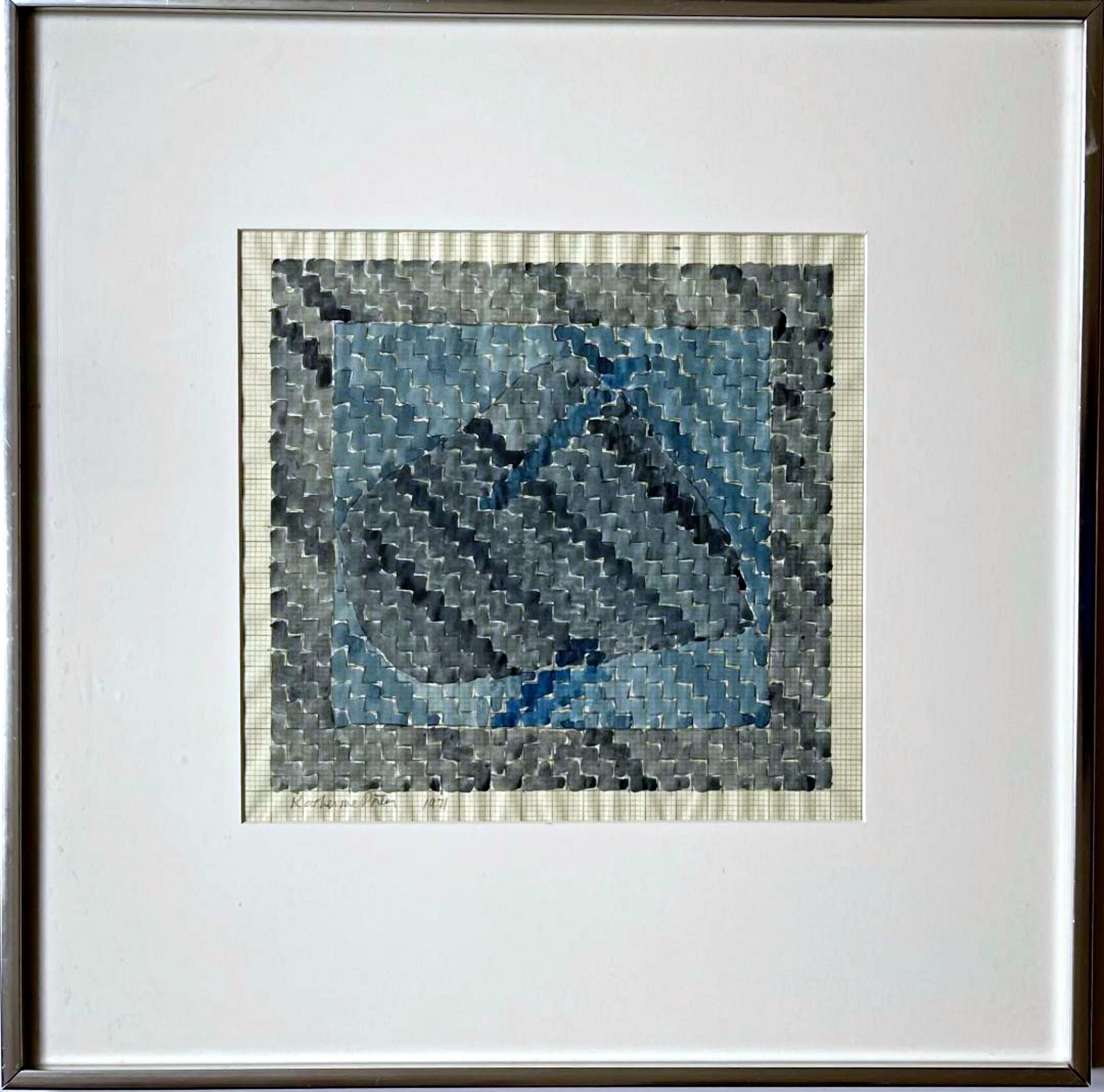 Katherine Porter Geometrisches abstraktes Aquarell & Graphit auf Papier Signiert gerahmt im Angebot 2