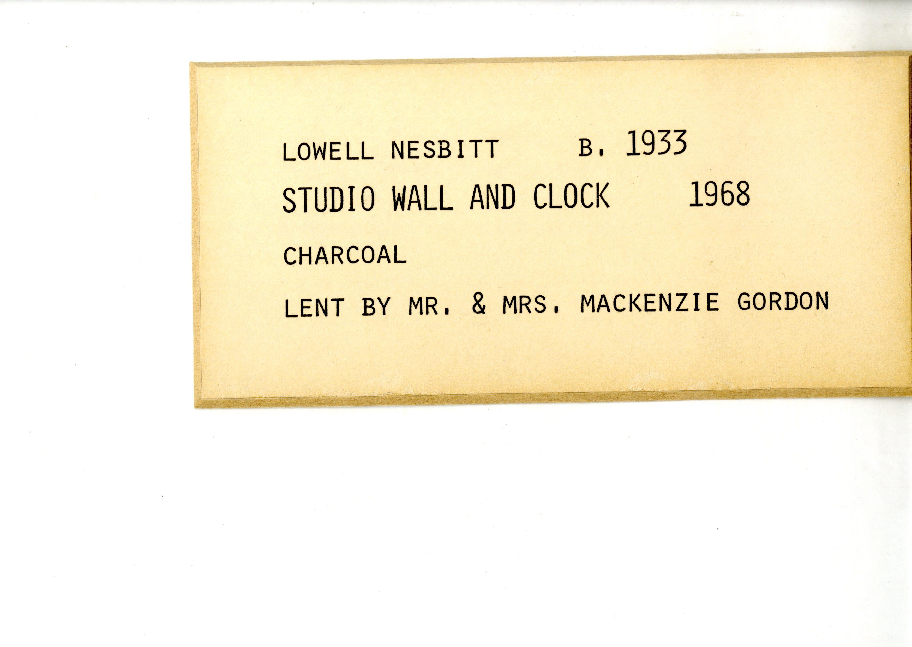 Studio Wall Clock unique painting exhibited at Corcoran Gallery w/labels, Signed - Realist Painting by Lowell Nesbitt