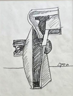 Studio scultoreo, disegno a carboncino unico e firmato, realizzato dal famoso scultore modernista