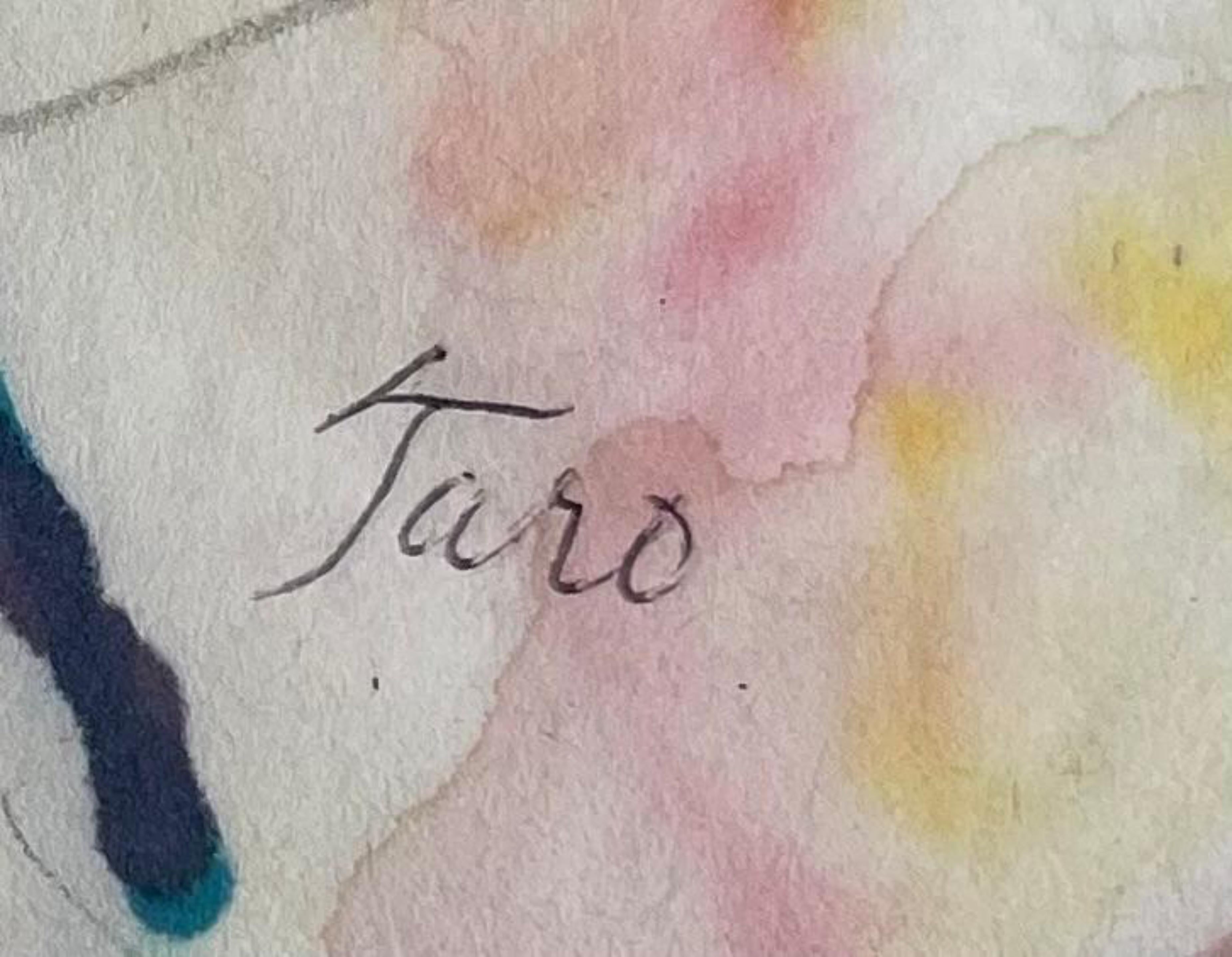 Senza titolo Acquerello espressionista astratto, matita firmata, arte giapponese-americana - Art Espressionismo astratto di Taro Yamamoto
