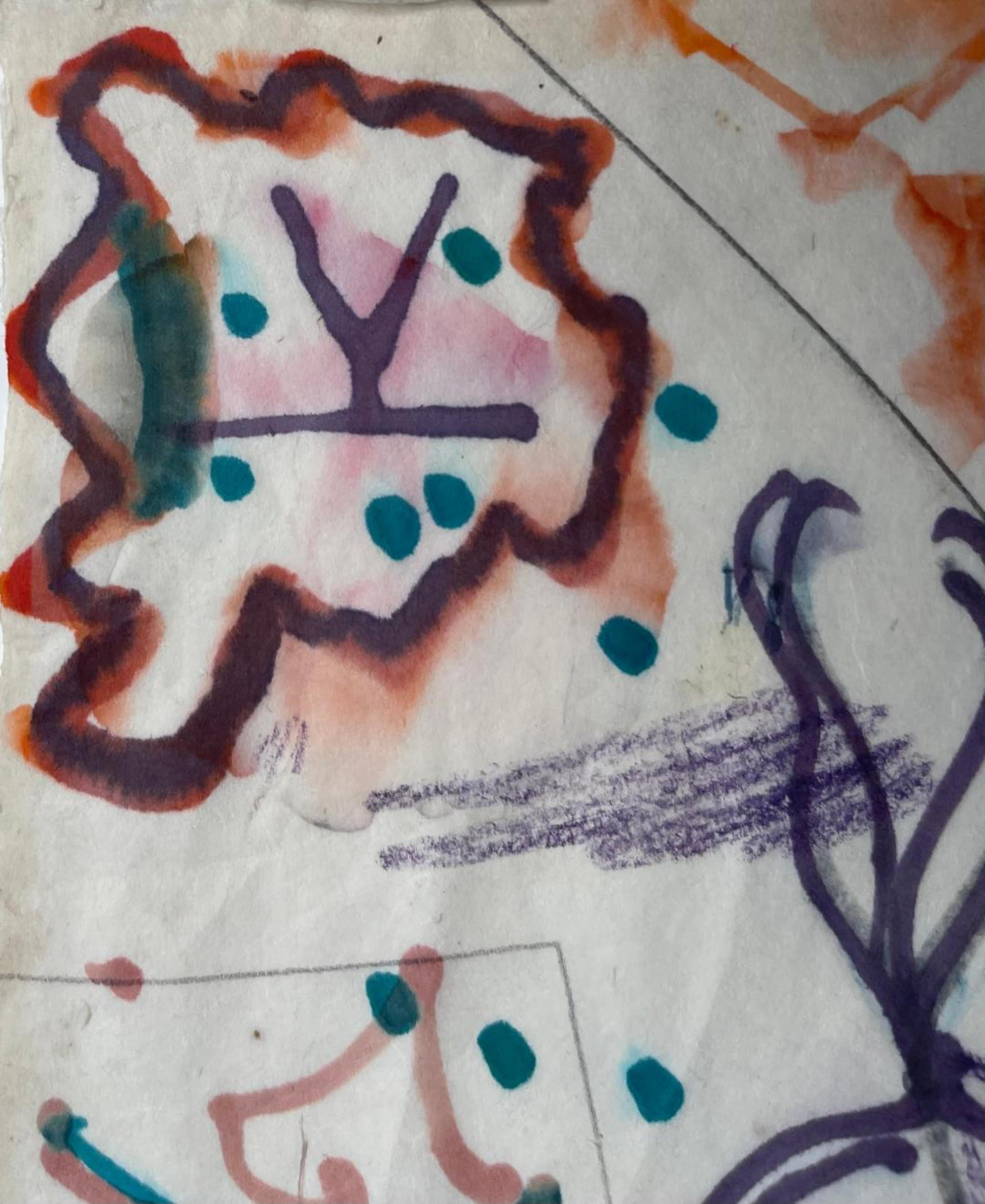 Senza titolo Acquerello espressionista astratto, matita firmata, arte giapponese-americana in vendita 1