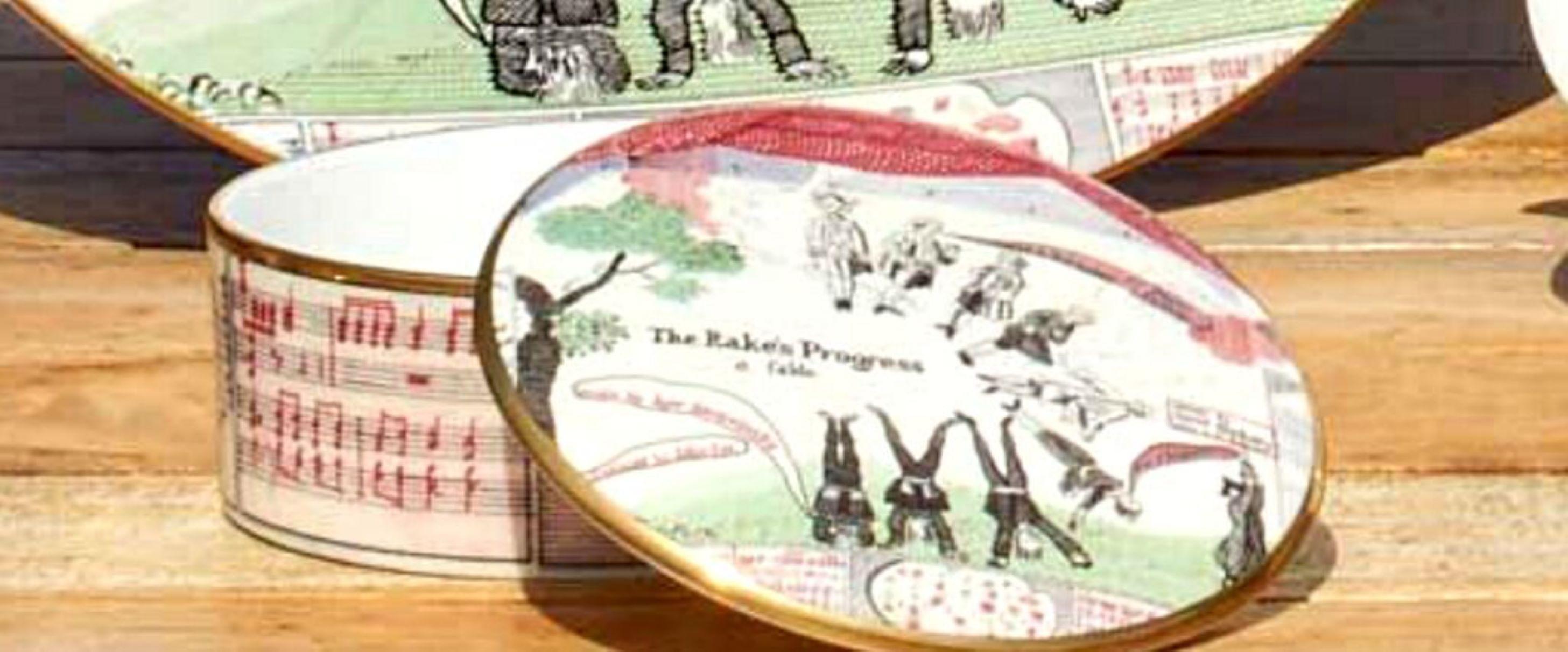 Hand made Fine Bone China Trinket Box for The Rake's Progress Drop Curtain - Pop Art Art by David Hockney