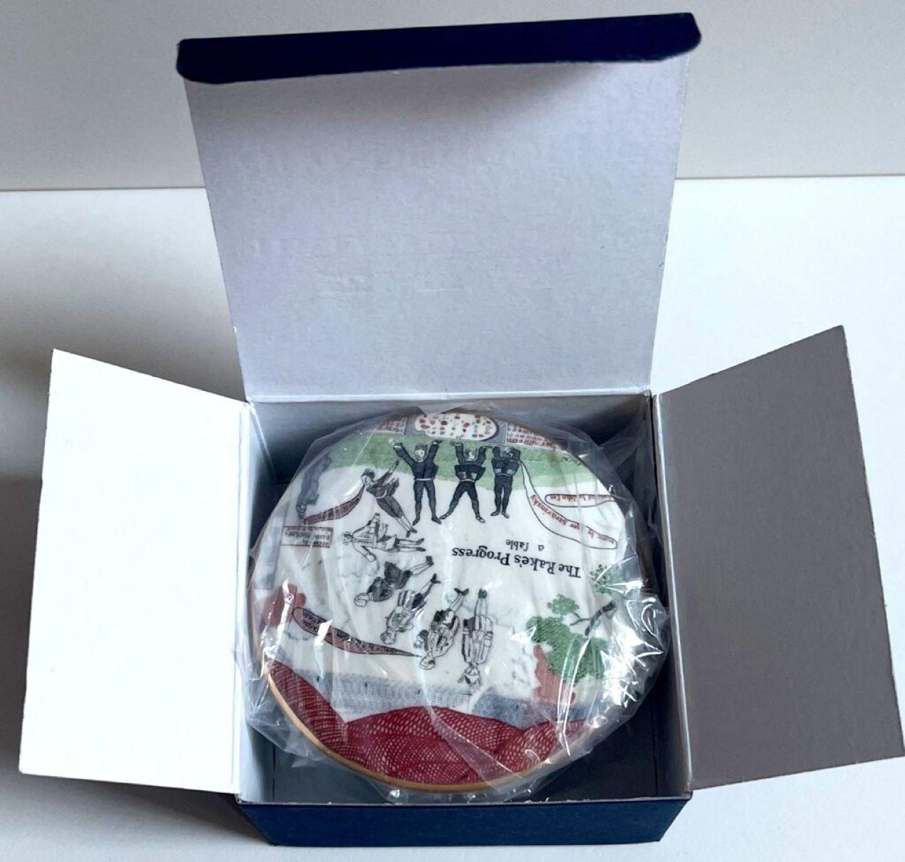David Hockney
Hand made Fine Bone China Jewelry/Trinket Box for The Rake's Progress Drop Curtain, 2019
Fine bone china finished with platinum gilding in presentation gift box
David Hockney, Halcyon Days copyright, Halcyon Days made exclusively for