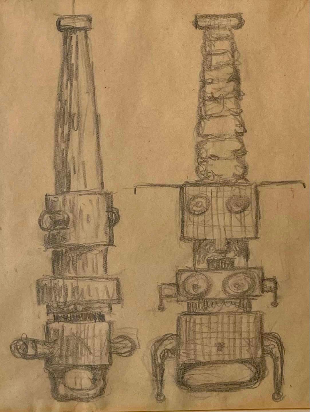 Studio per la scultura, disegno unico firmato dal famoso scultore modernista Incorniciato in vendita 1