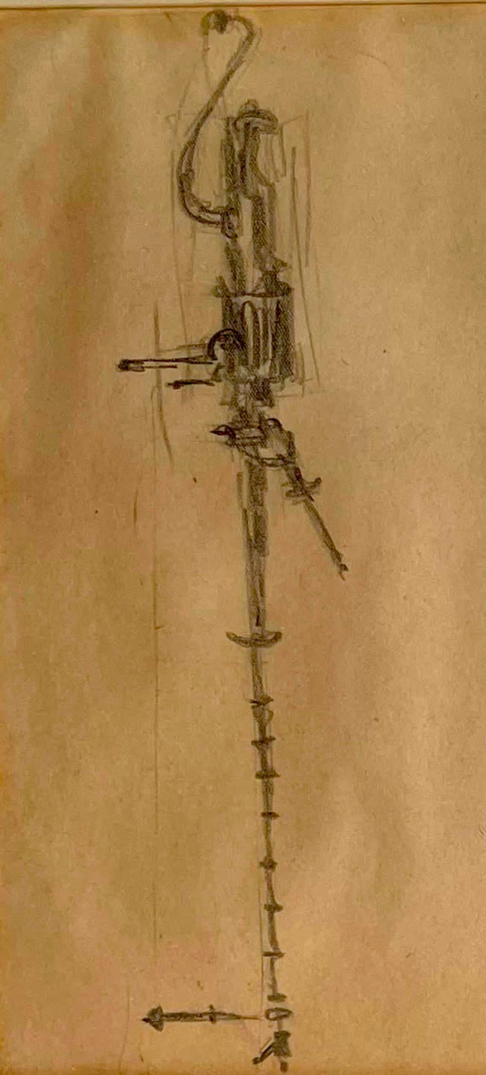 Studio per la scultura, disegno unico firmato dal famoso scultore modernista Incorniciato in vendita 2