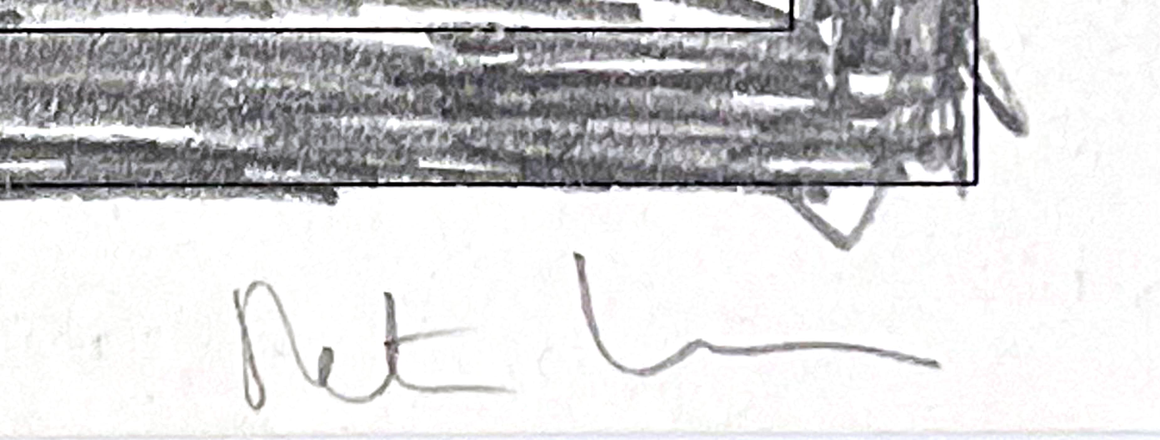 Prison 30, unique signed drawing 1990s geometric abstraction by Peter Halley For Sale 3