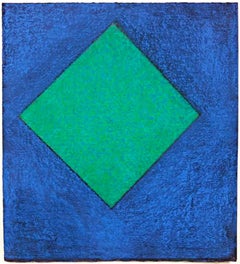 Peinture abstraite géométrique minimaliste unique signée par un artiste de renom