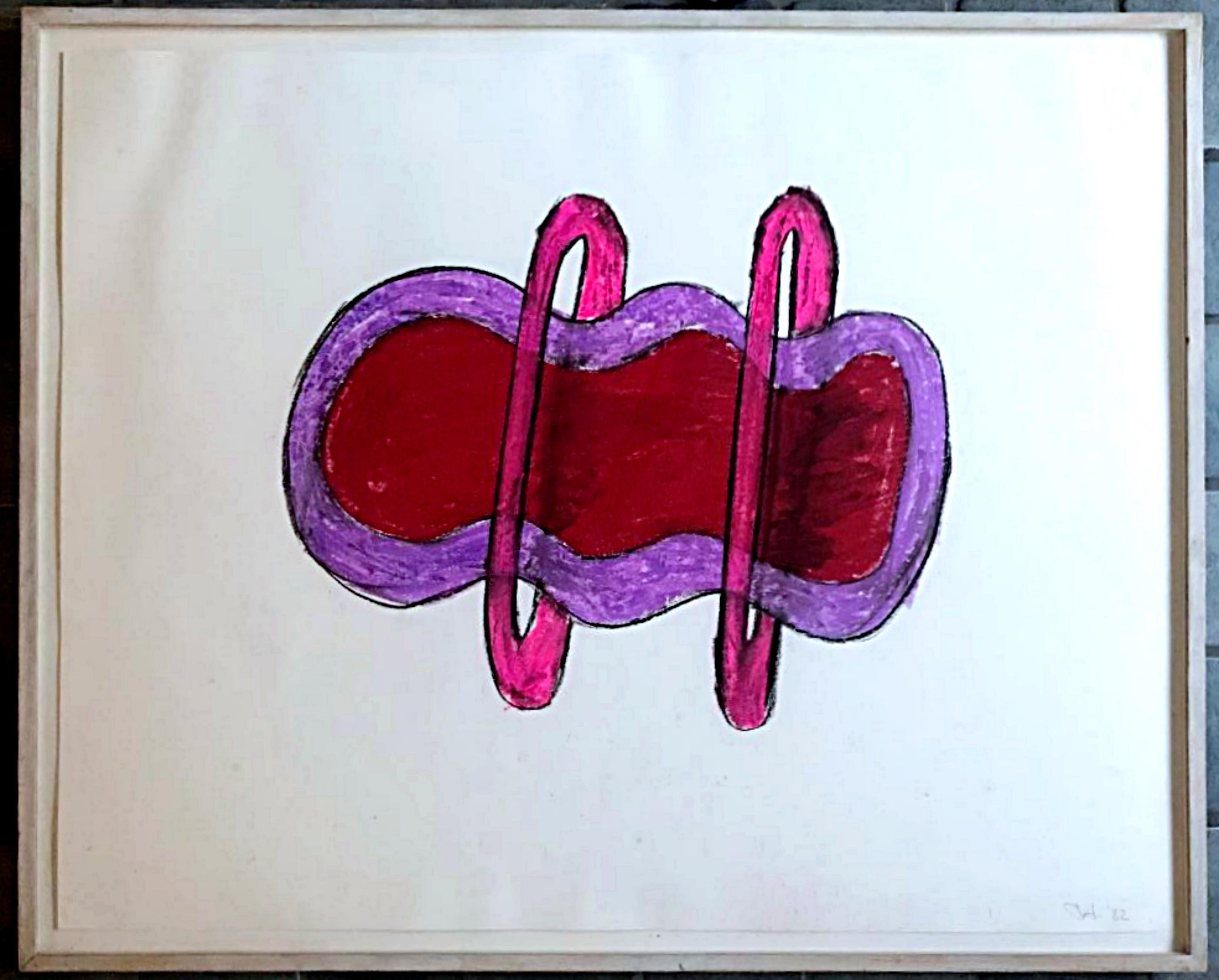 Einzigartiges signiertes abstraktes Gemälde auf Papier des bekannten Künstlers Albright Knox Gallery