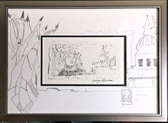 French Money, disegno unico firmato con collage dell'artista pop Larry Rivers, incorniciato