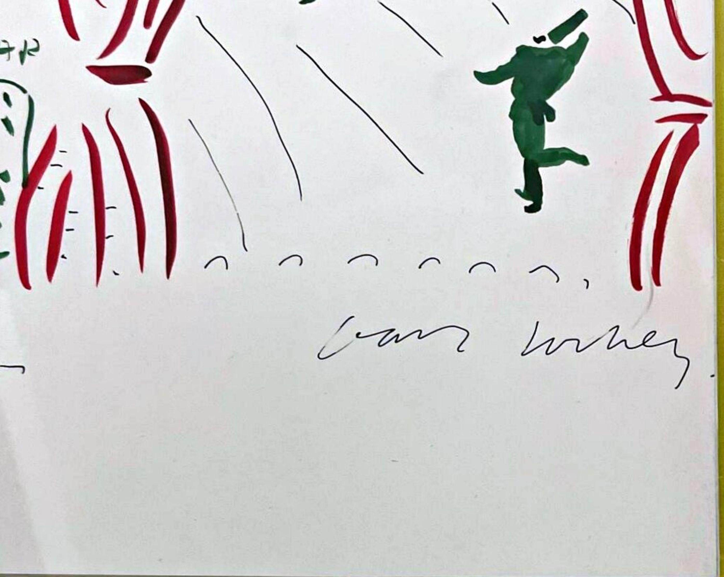 Pittura a tecnica mista in monografia, firmata e iscritta ai fiduciari del museo, incorniciata - Art Pop Art di David Hockney